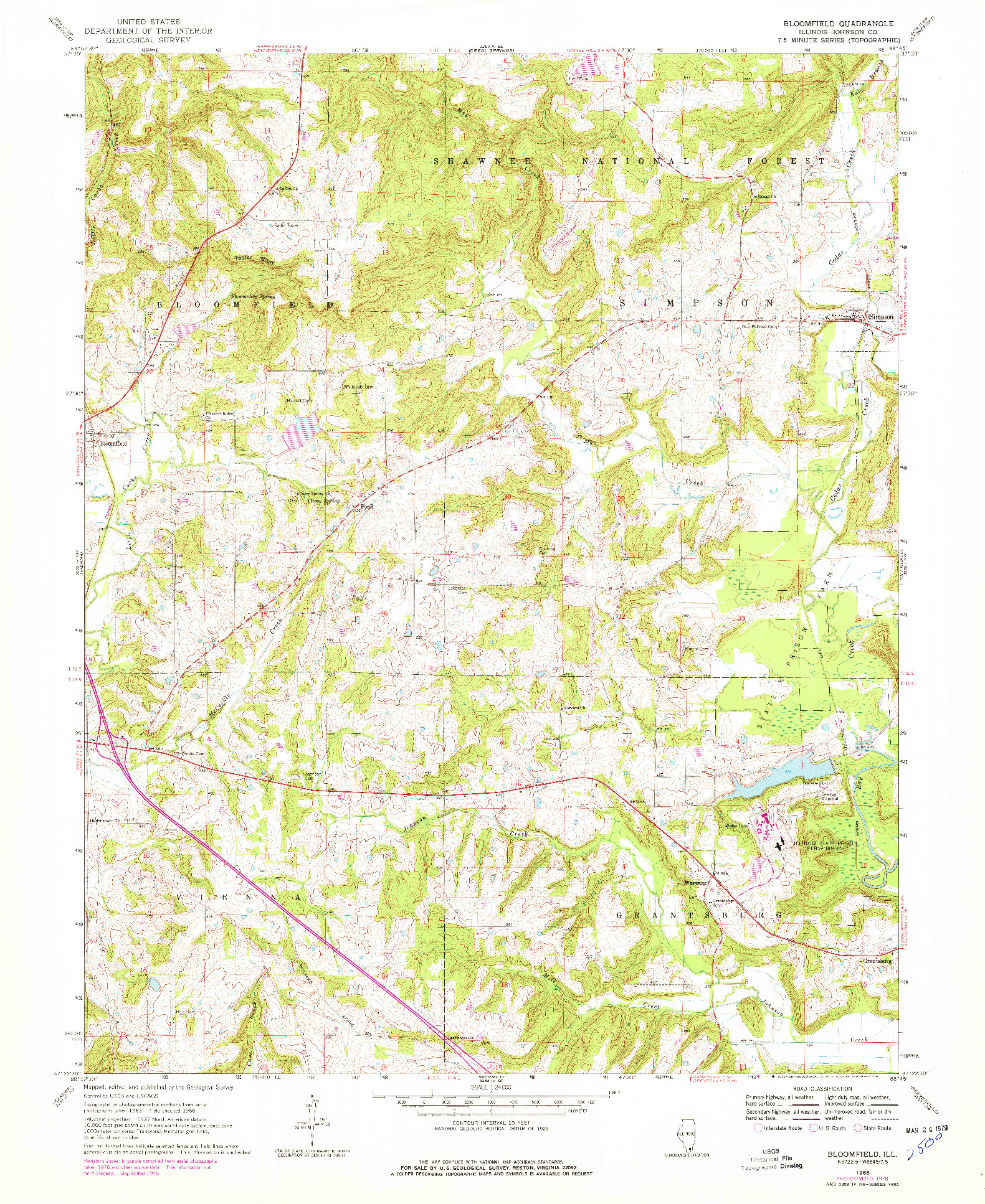 USGS 1:24000-SCALE QUADRANGLE FOR BLOOMFIELD, IL 1966