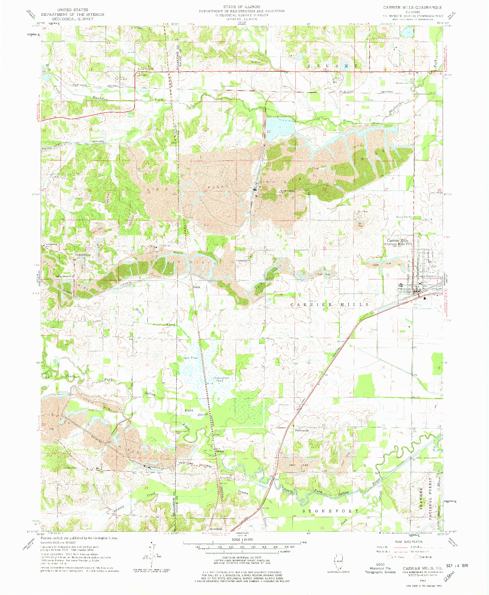 USGS 1:24000-SCALE QUADRANGLE FOR CARRIER MILLS, IL 1961