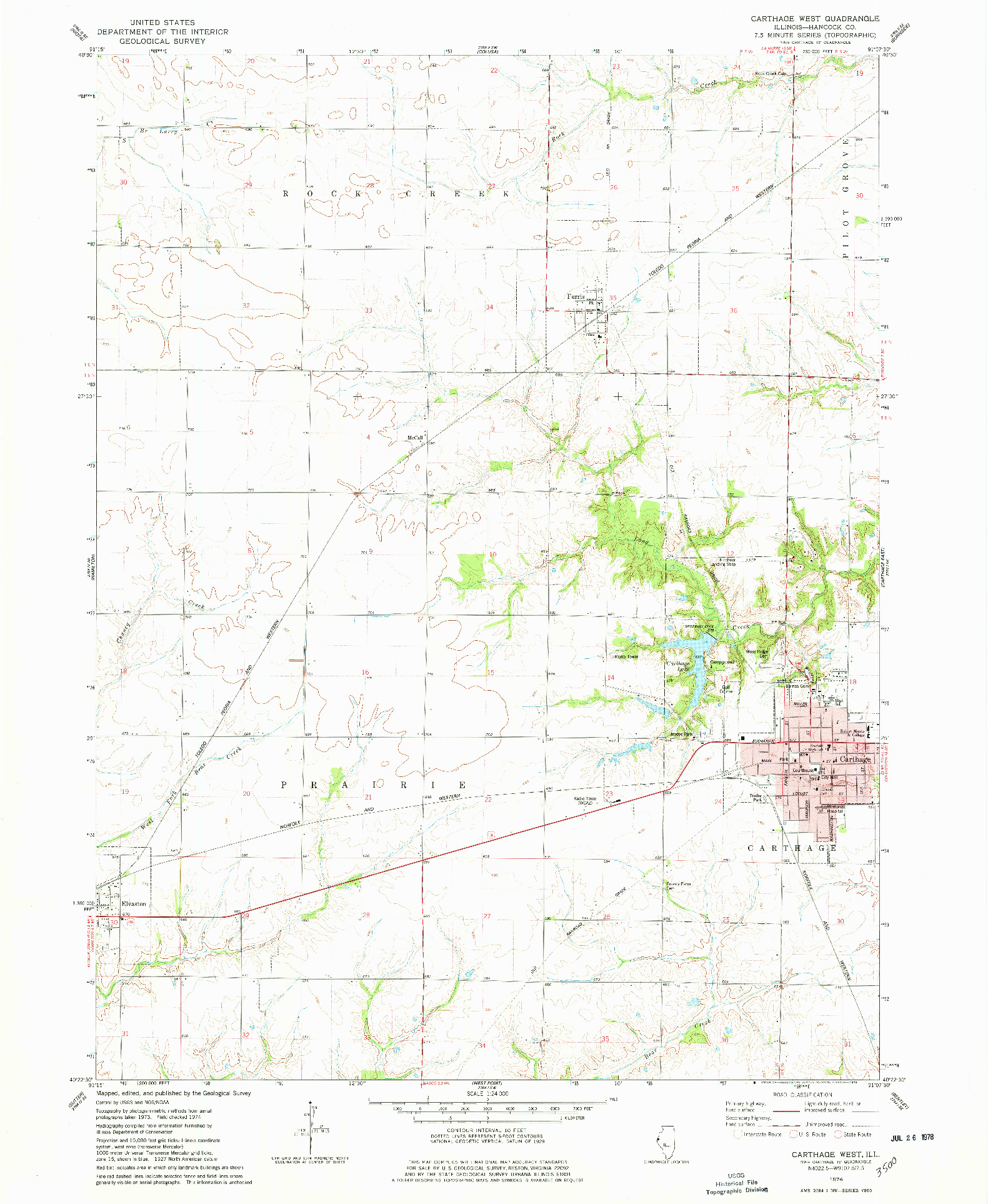 USGS 1:24000-SCALE QUADRANGLE FOR CARTHAGE WEST, IL 1974