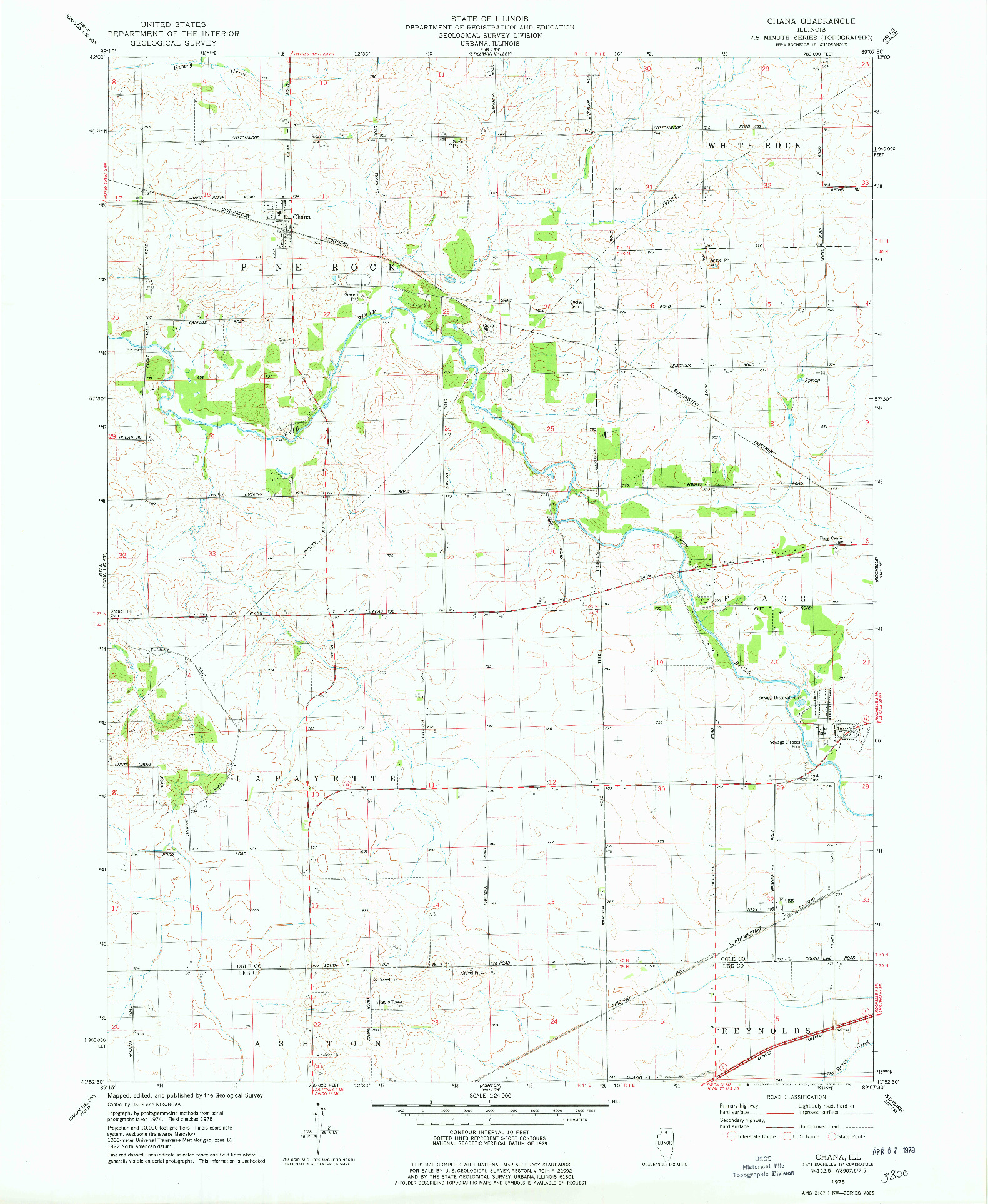 USGS 1:24000-SCALE QUADRANGLE FOR CHANA, IL 1975