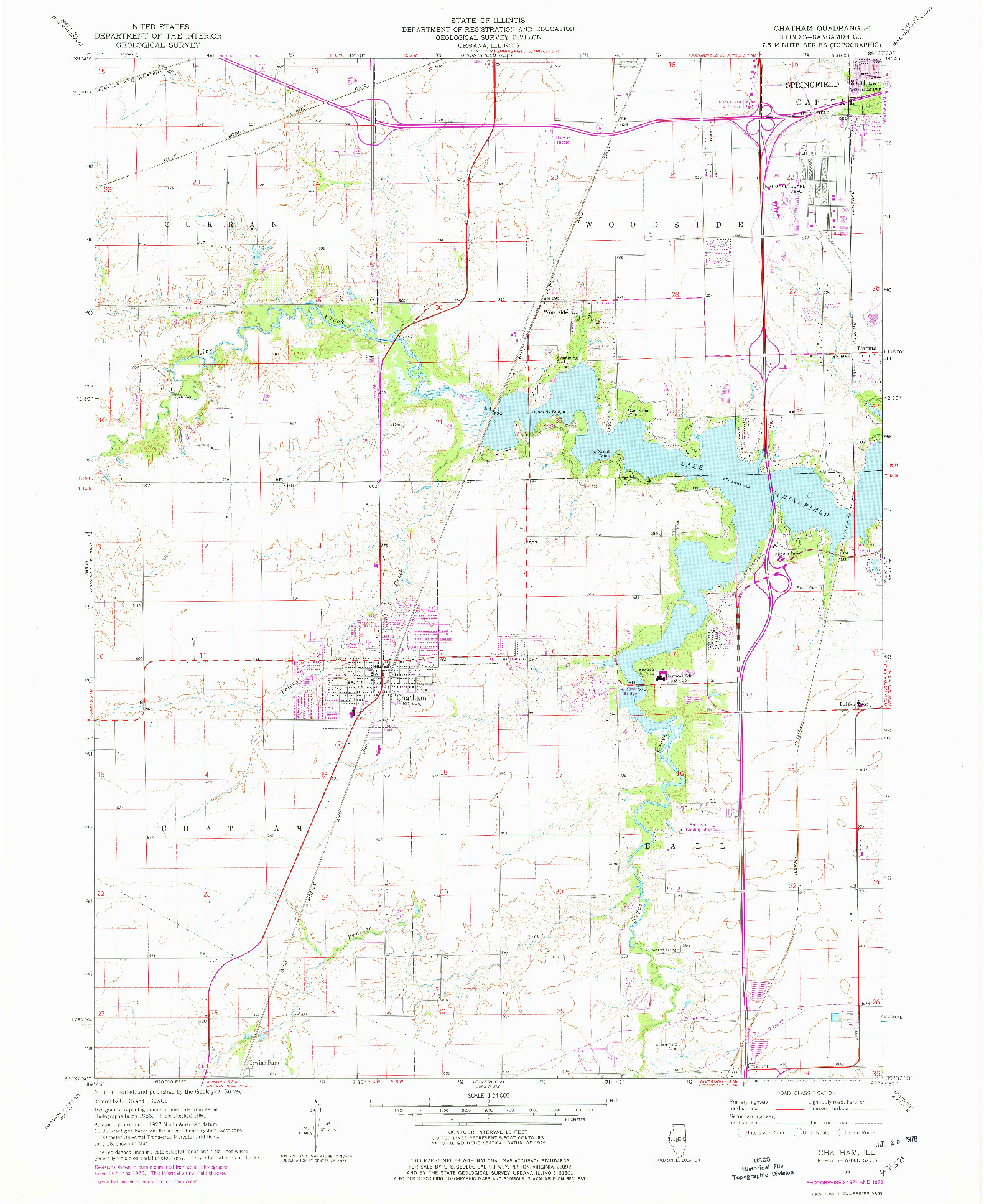 USGS 1:24000-SCALE QUADRANGLE FOR CHATHAM, IL 1961