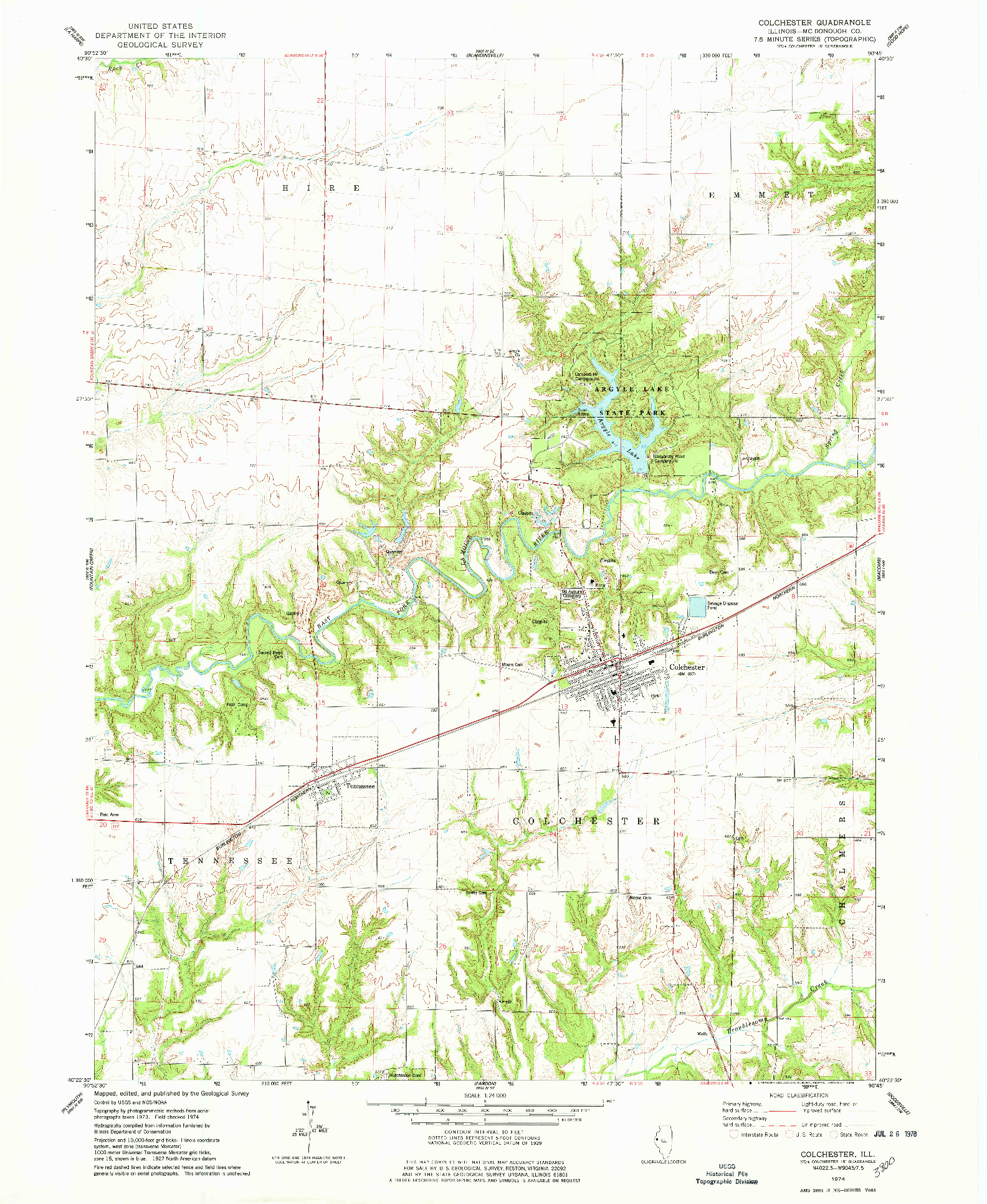 USGS 1:24000-SCALE QUADRANGLE FOR COLCHESTER, IL 1974