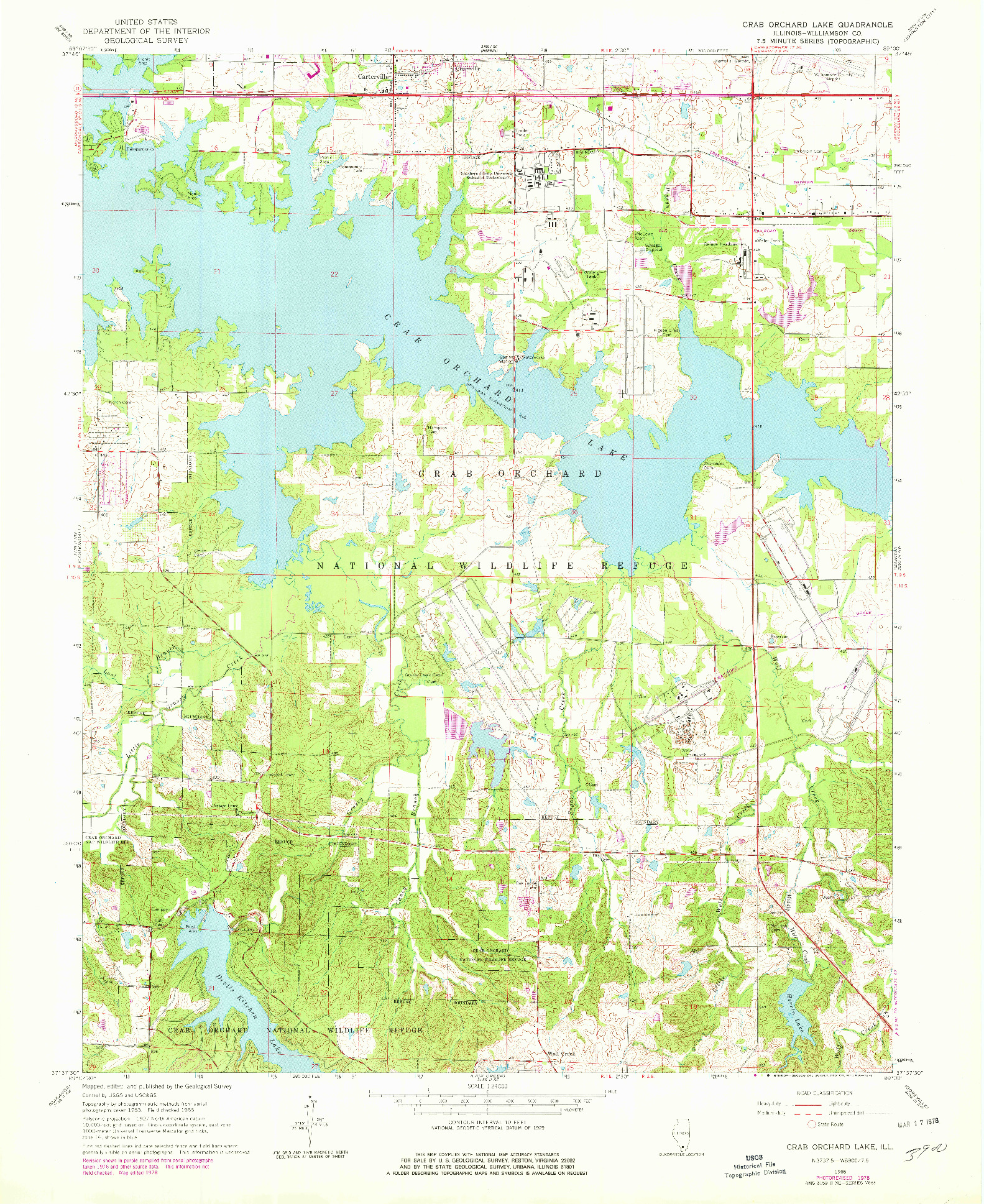 USGS 1:24000-SCALE QUADRANGLE FOR CRAB ORCHARD LAKE, IL 1966