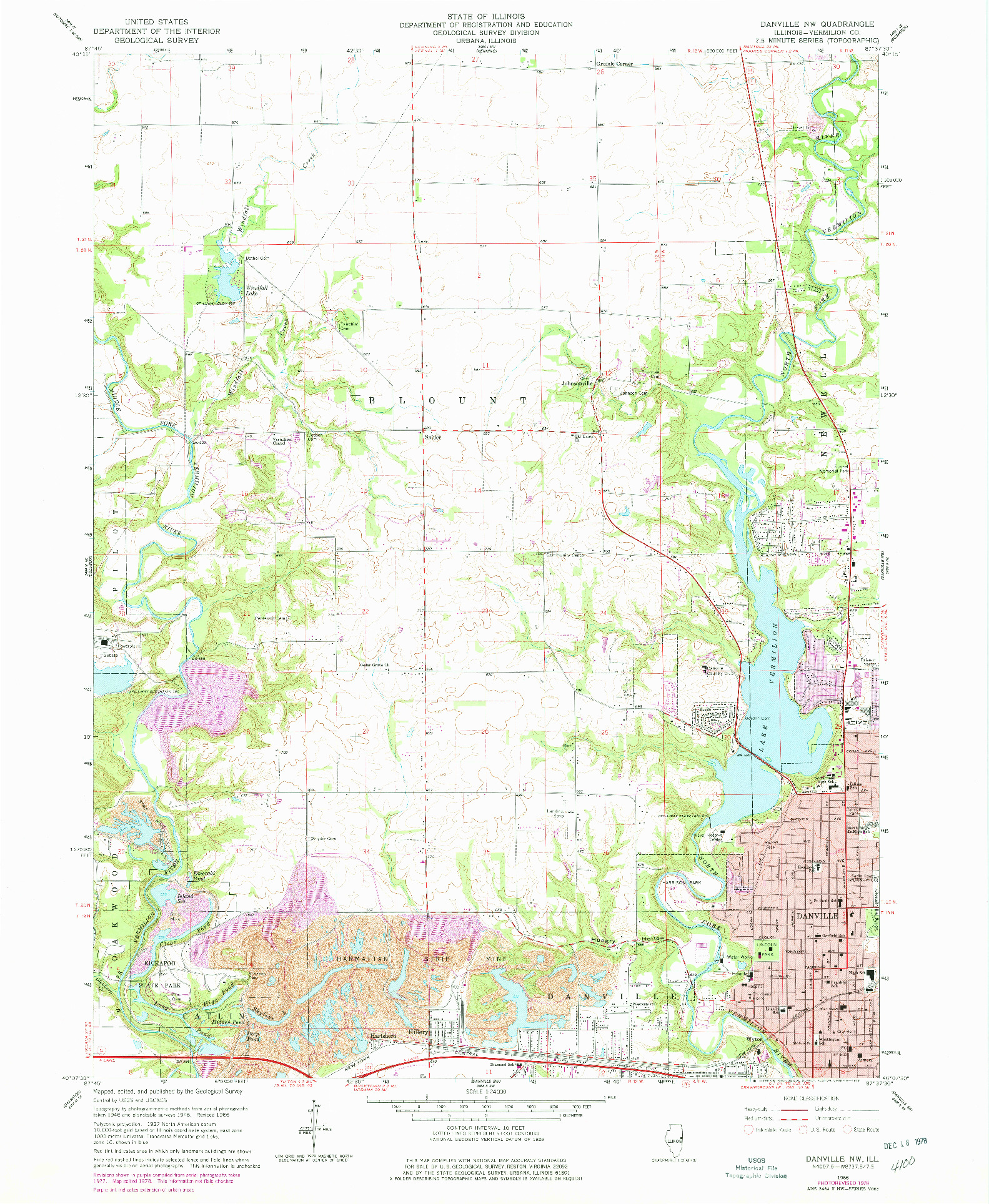 USGS 1:24000-SCALE QUADRANGLE FOR DANVILLE NW, IL 1966