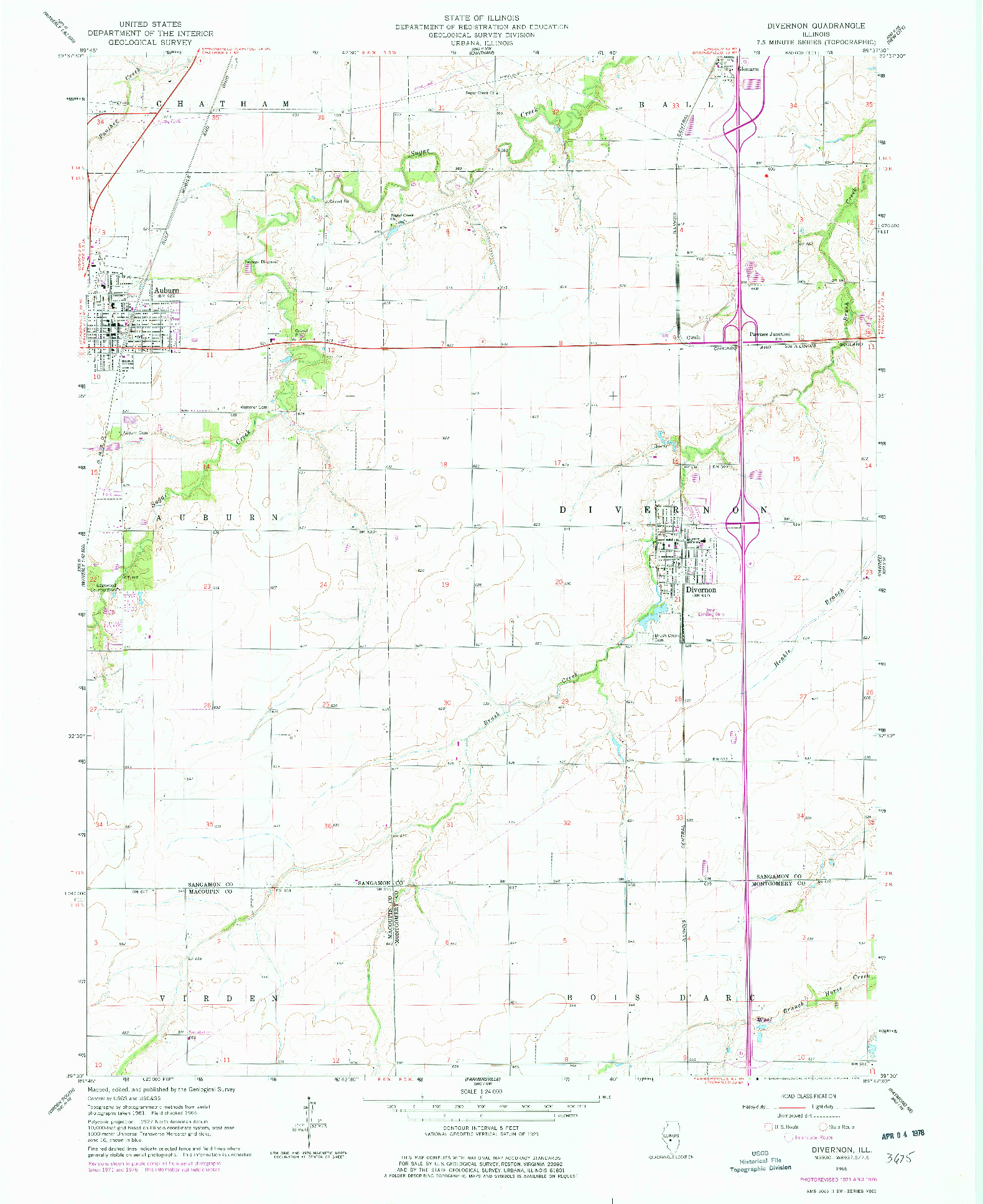 USGS 1:24000-SCALE QUADRANGLE FOR DIVERNON, IL 1965