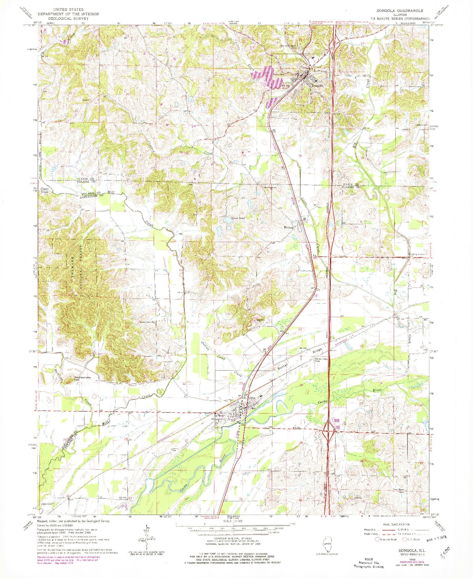USGS 1:24000-SCALE QUADRANGLE FOR DONGOLA, IL 1966