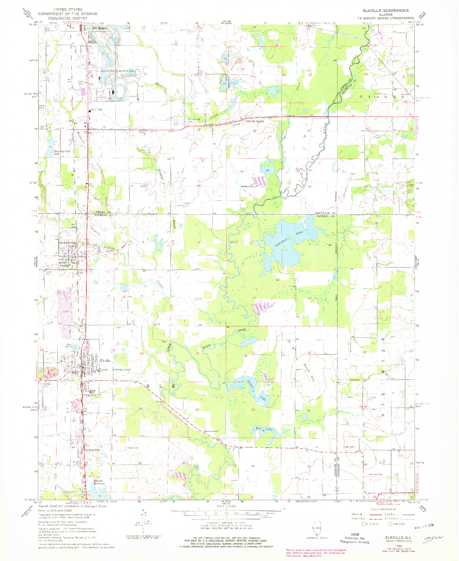 USGS 1:24000-SCALE QUADRANGLE FOR ELKVILLE, IL 1968