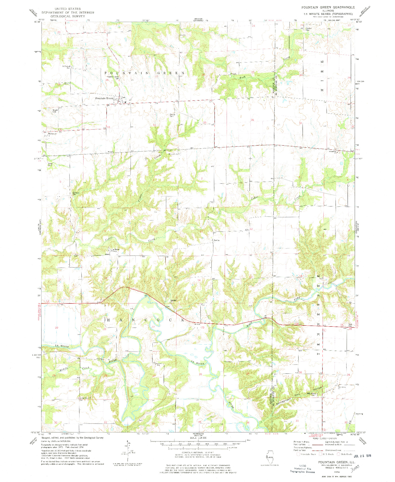 USGS 1:24000-SCALE QUADRANGLE FOR FOUNTAIN GREEN, IL 1974