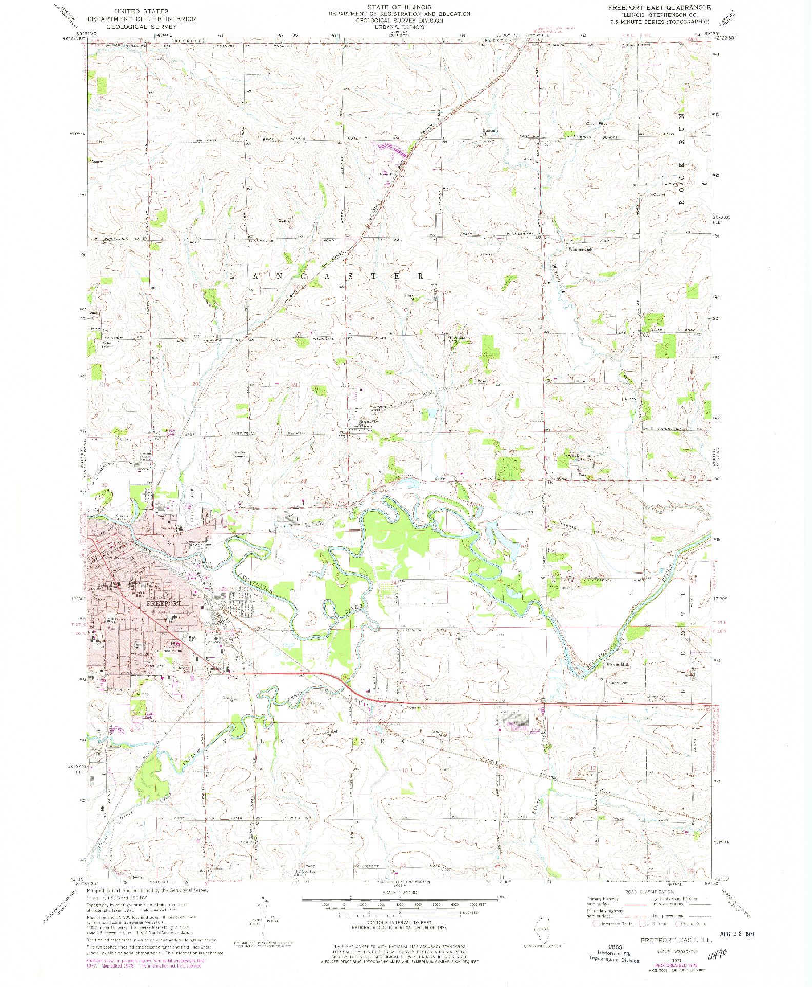 USGS 1:24000-SCALE QUADRANGLE FOR FREEPORT EAST, IL 1971