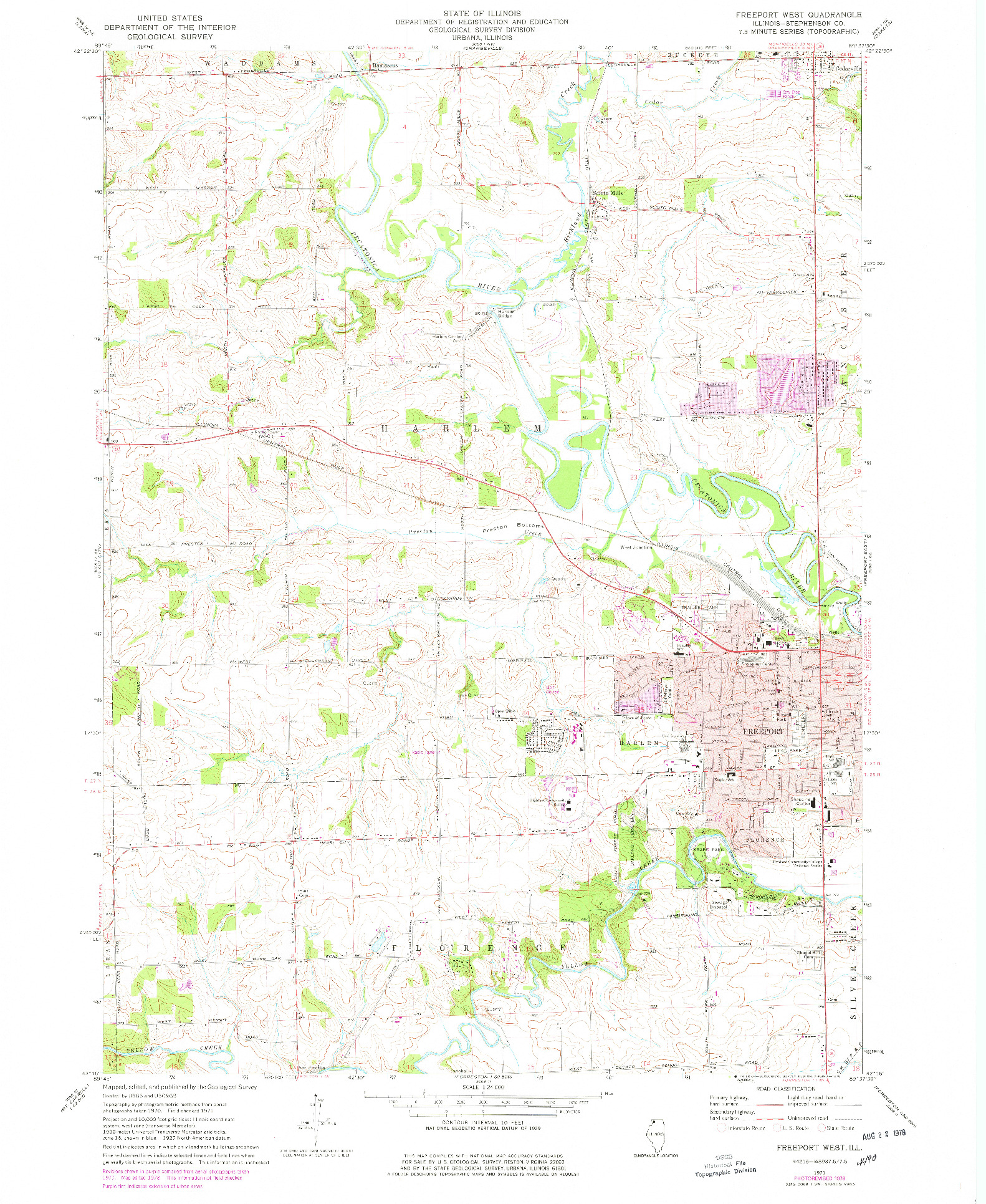 USGS 1:24000-SCALE QUADRANGLE FOR FREEPORT WEST, IL 1971