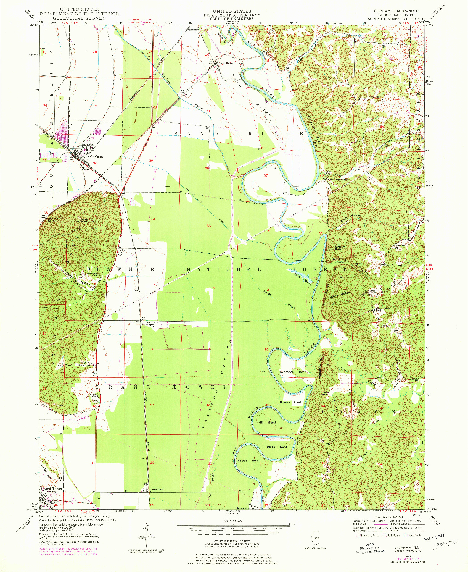 USGS 1:24000-SCALE QUADRANGLE FOR GORHAM, IL 1947