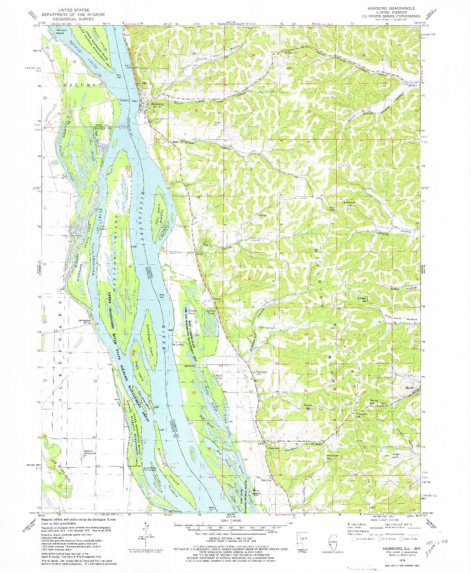 USGS 1:24000-SCALE QUADRANGLE FOR HAMBURG, IL 1978