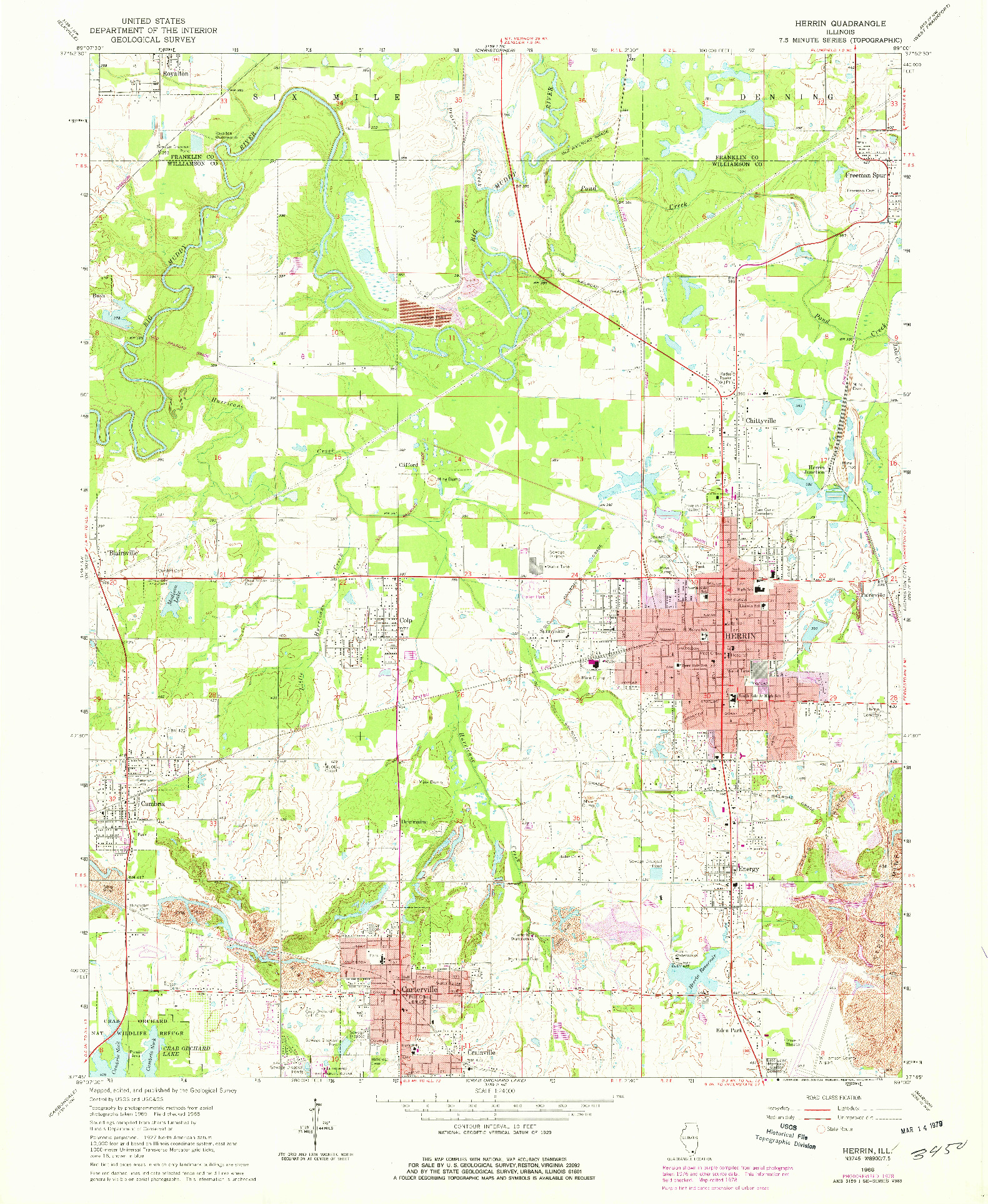 USGS 1:24000-SCALE QUADRANGLE FOR HERRIN, IL 1968