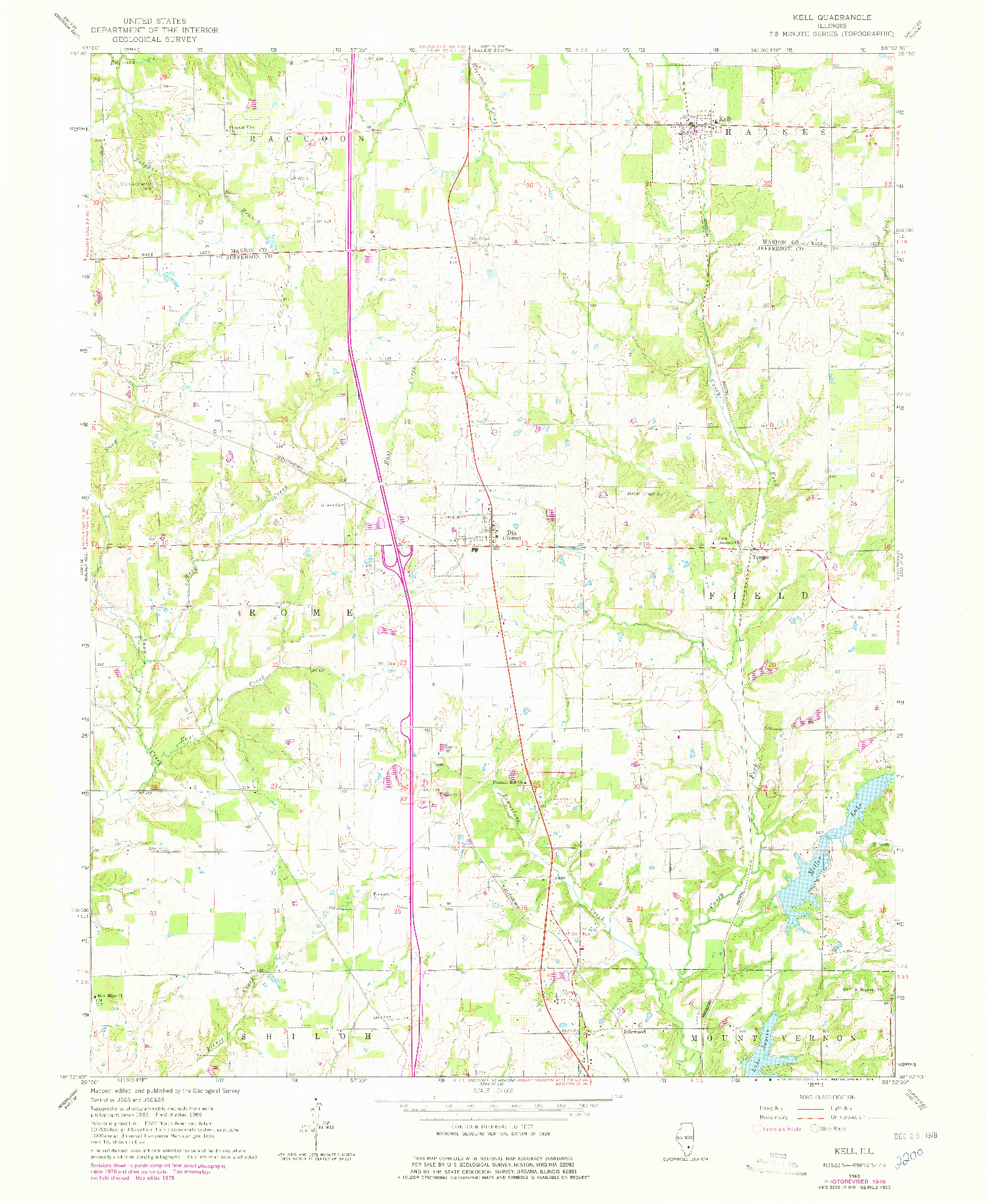USGS 1:24000-SCALE QUADRANGLE FOR KELL, IL 1965