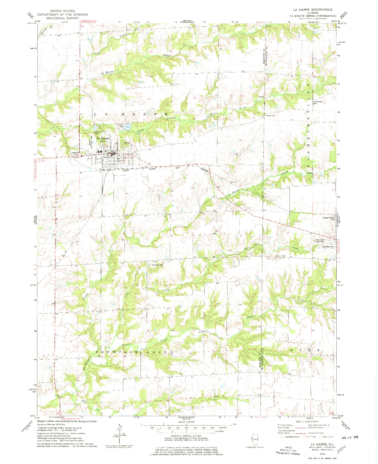 USGS 1:24000-SCALE QUADRANGLE FOR LA HARPE, IL 1974