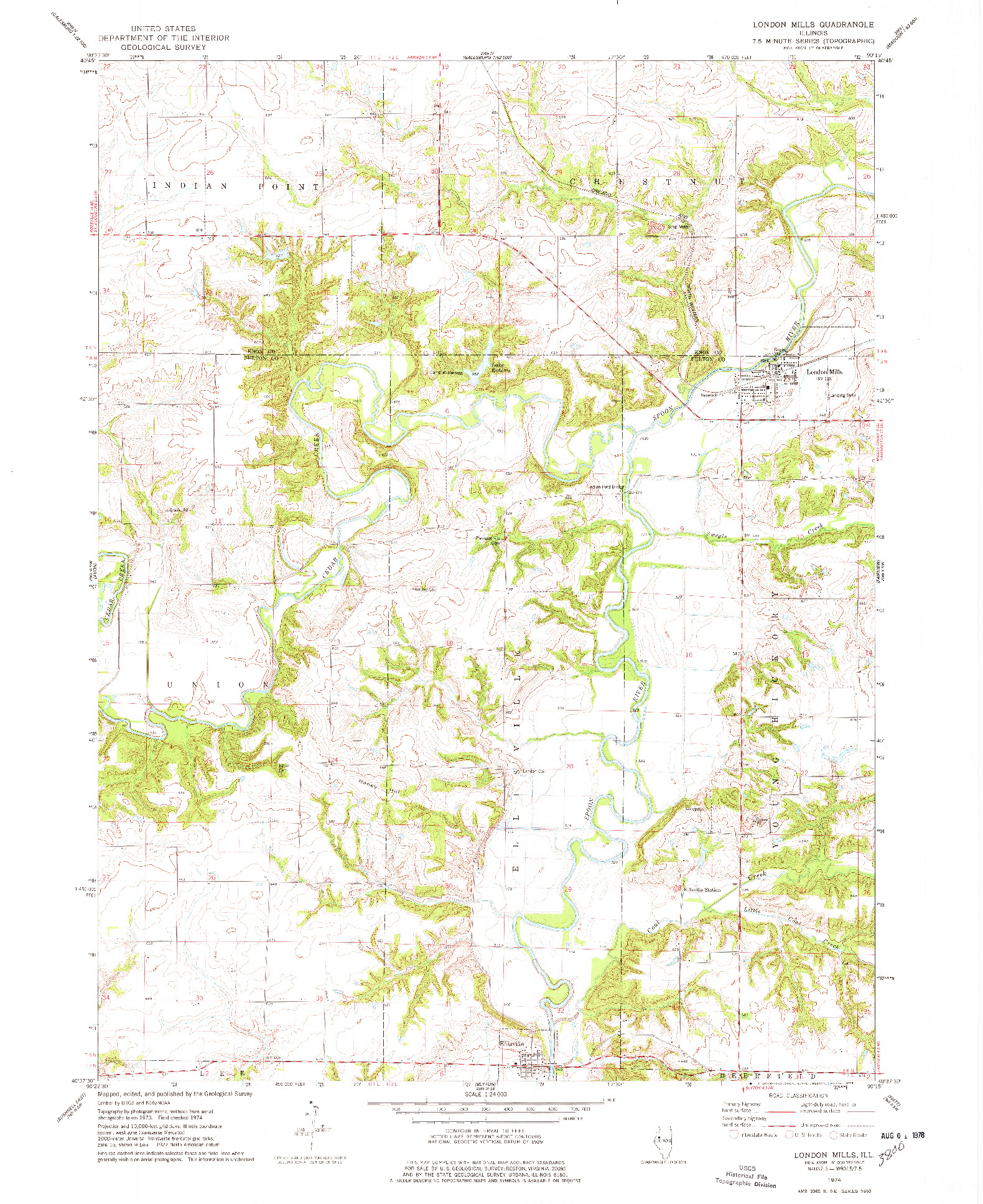 USGS 1:24000-SCALE QUADRANGLE FOR LONDON MILLS, IL 1974