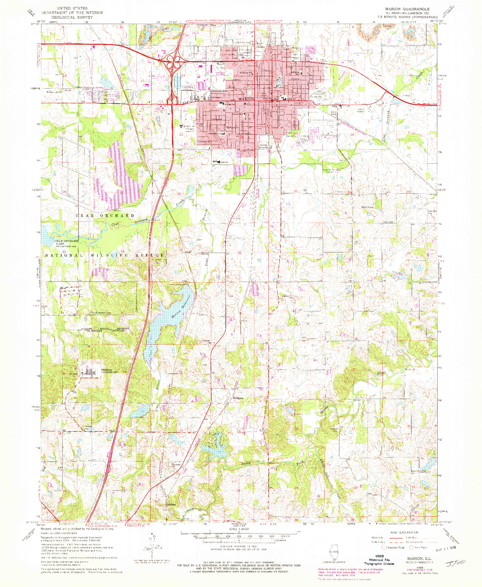 USGS 1:24000-SCALE QUADRANGLE FOR MARION, IL 1966