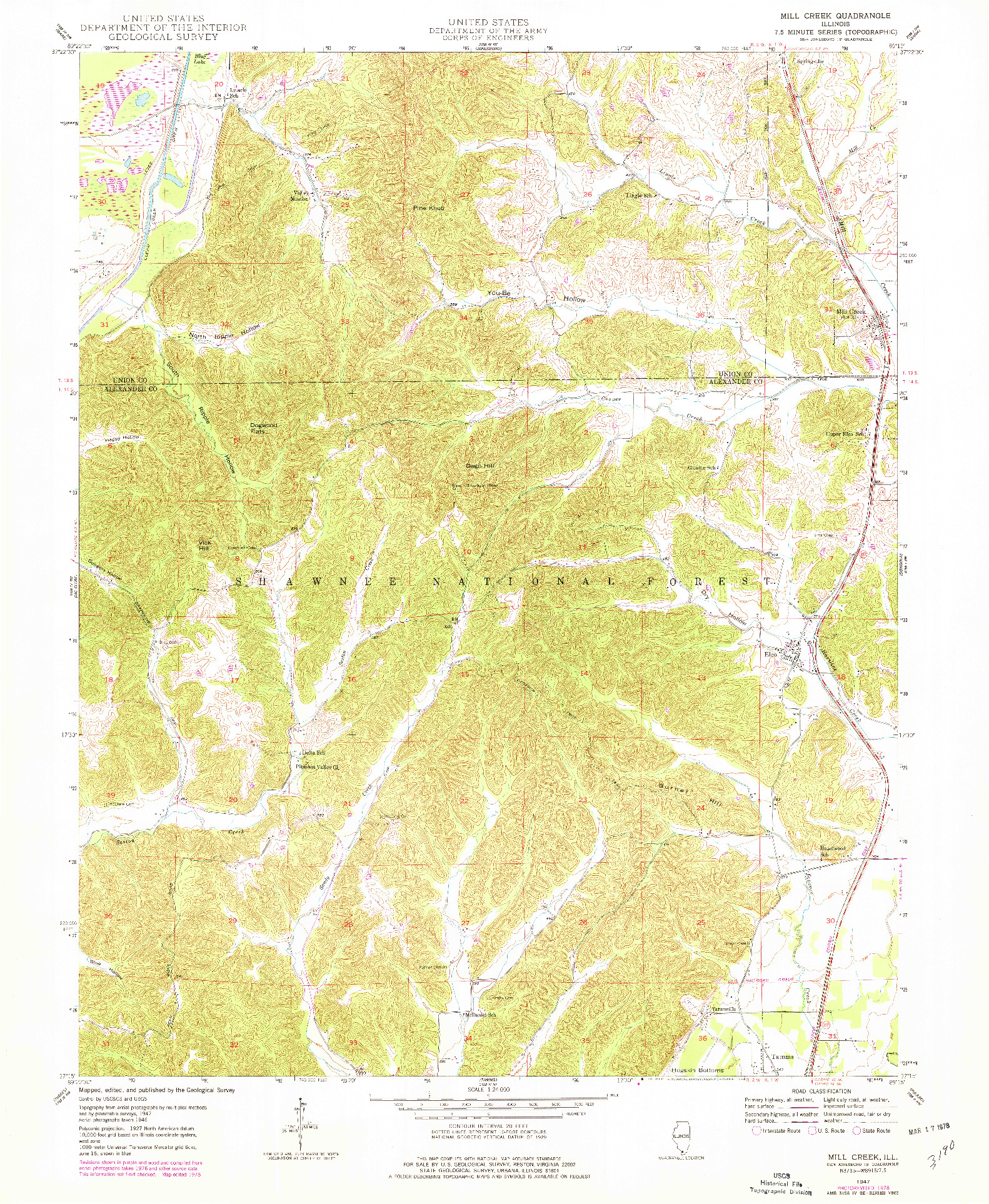 USGS 1:24000-SCALE QUADRANGLE FOR MILL CREEK, IL 1947