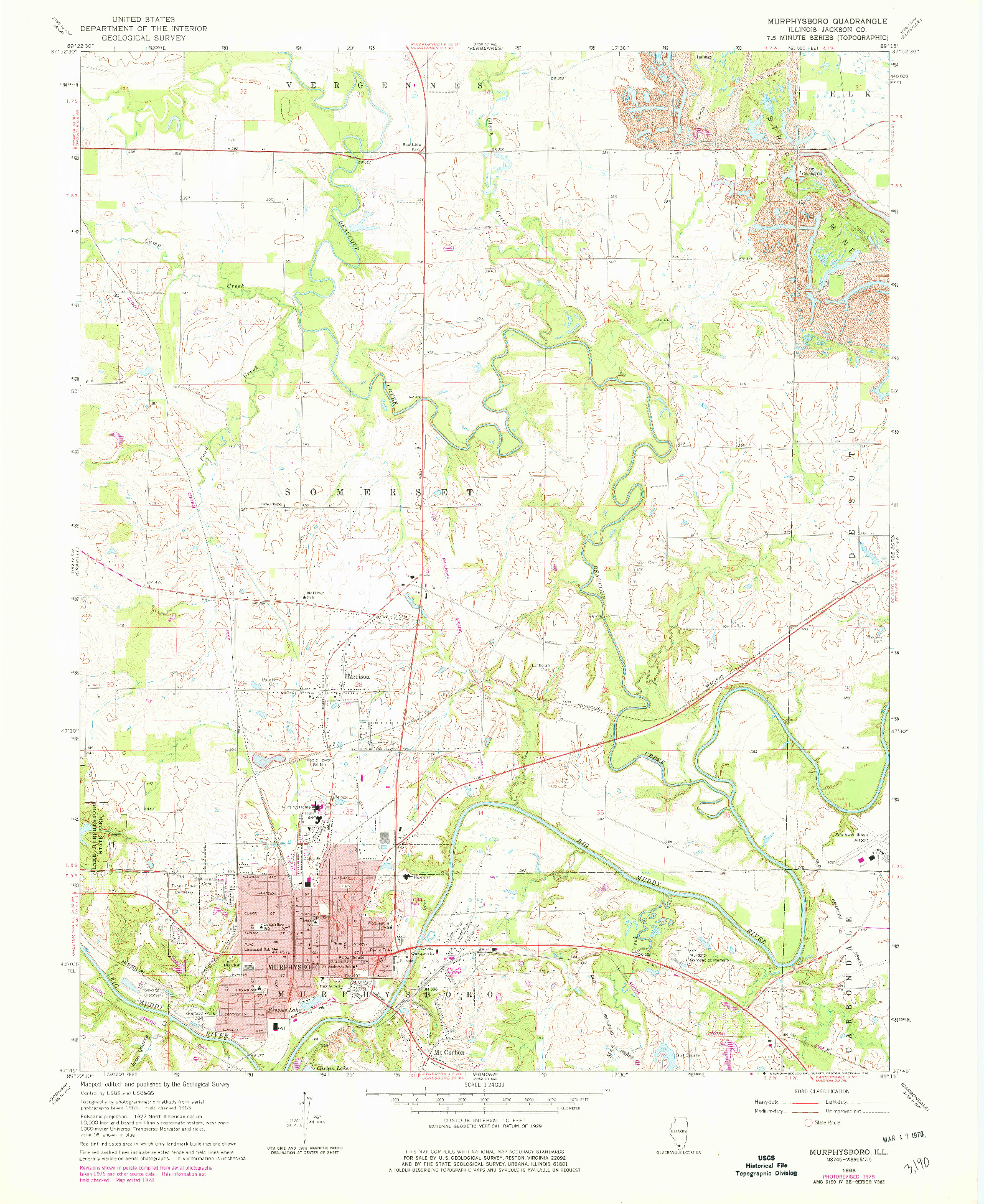 USGS 1:24000-SCALE QUADRANGLE FOR MURPHYSBORO, IL 1968