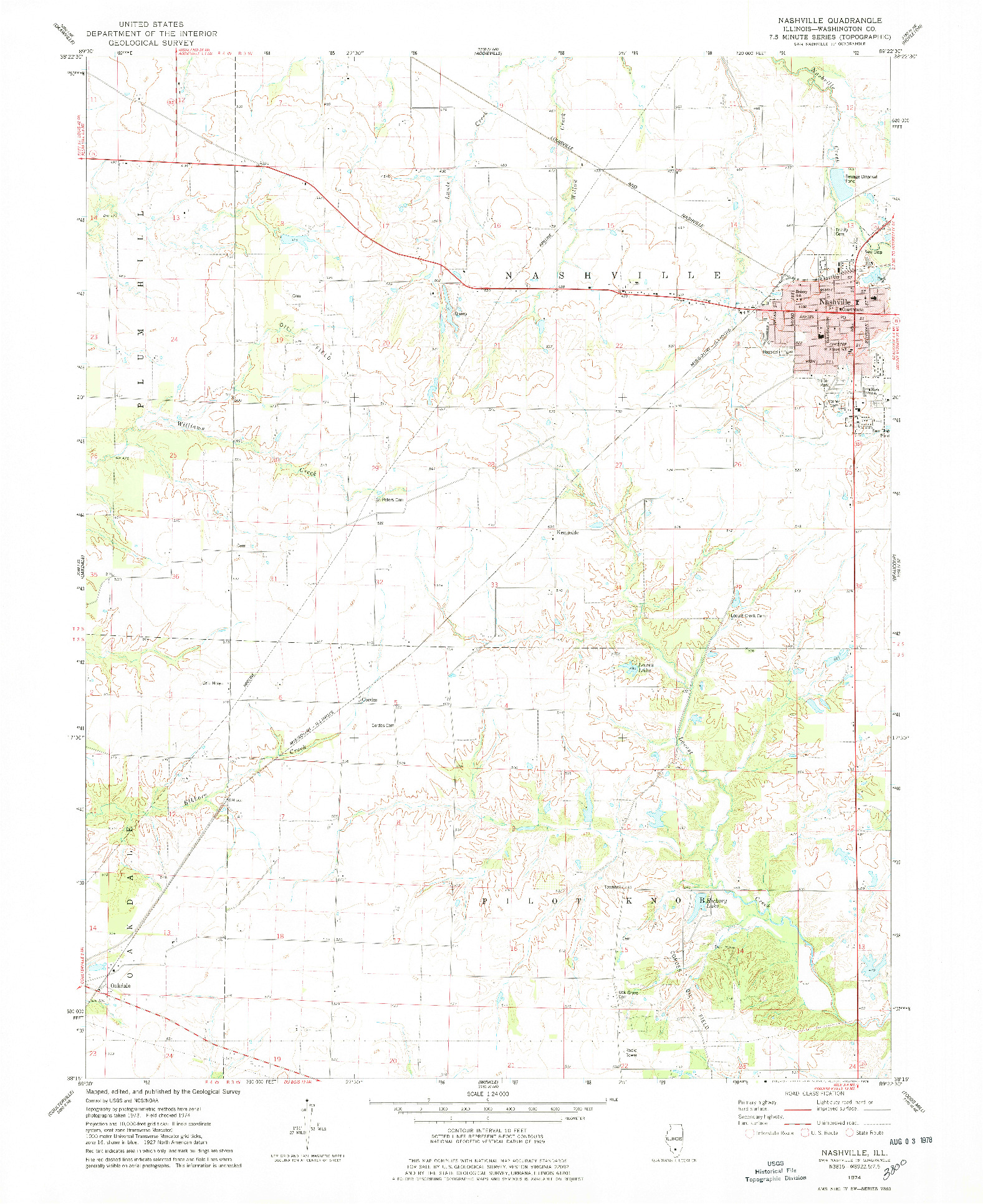 USGS 1:24000-SCALE QUADRANGLE FOR NASHVILLE, IL 1974