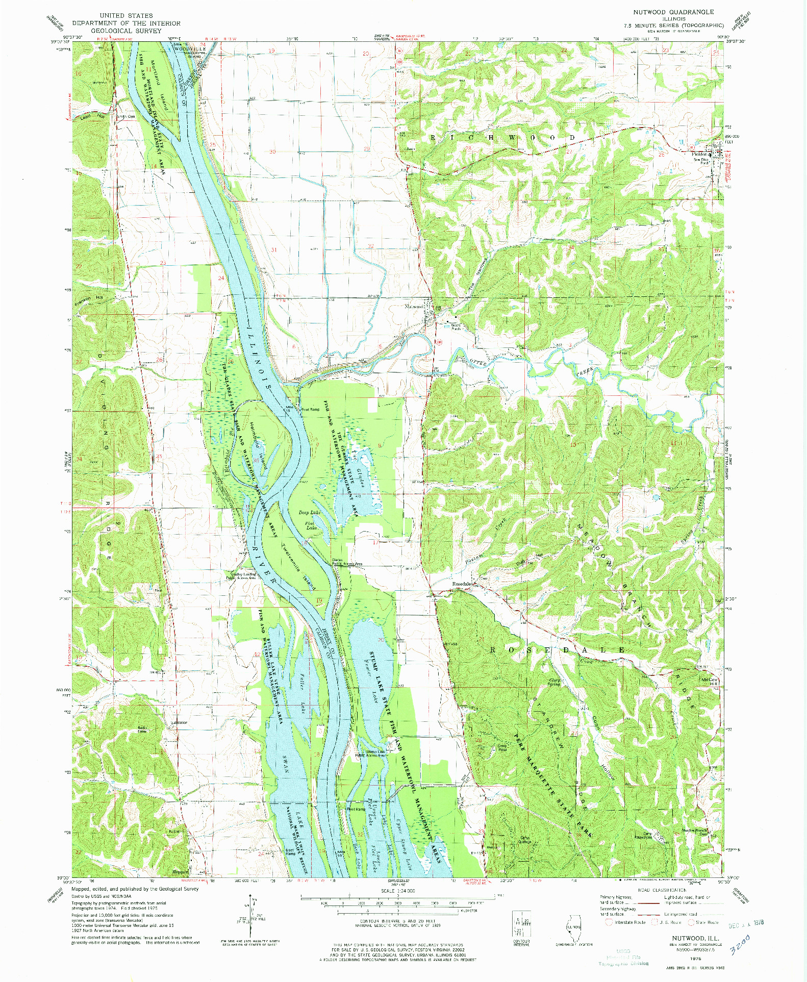 USGS 1:24000-SCALE QUADRANGLE FOR NUTWOOD, IL 1975