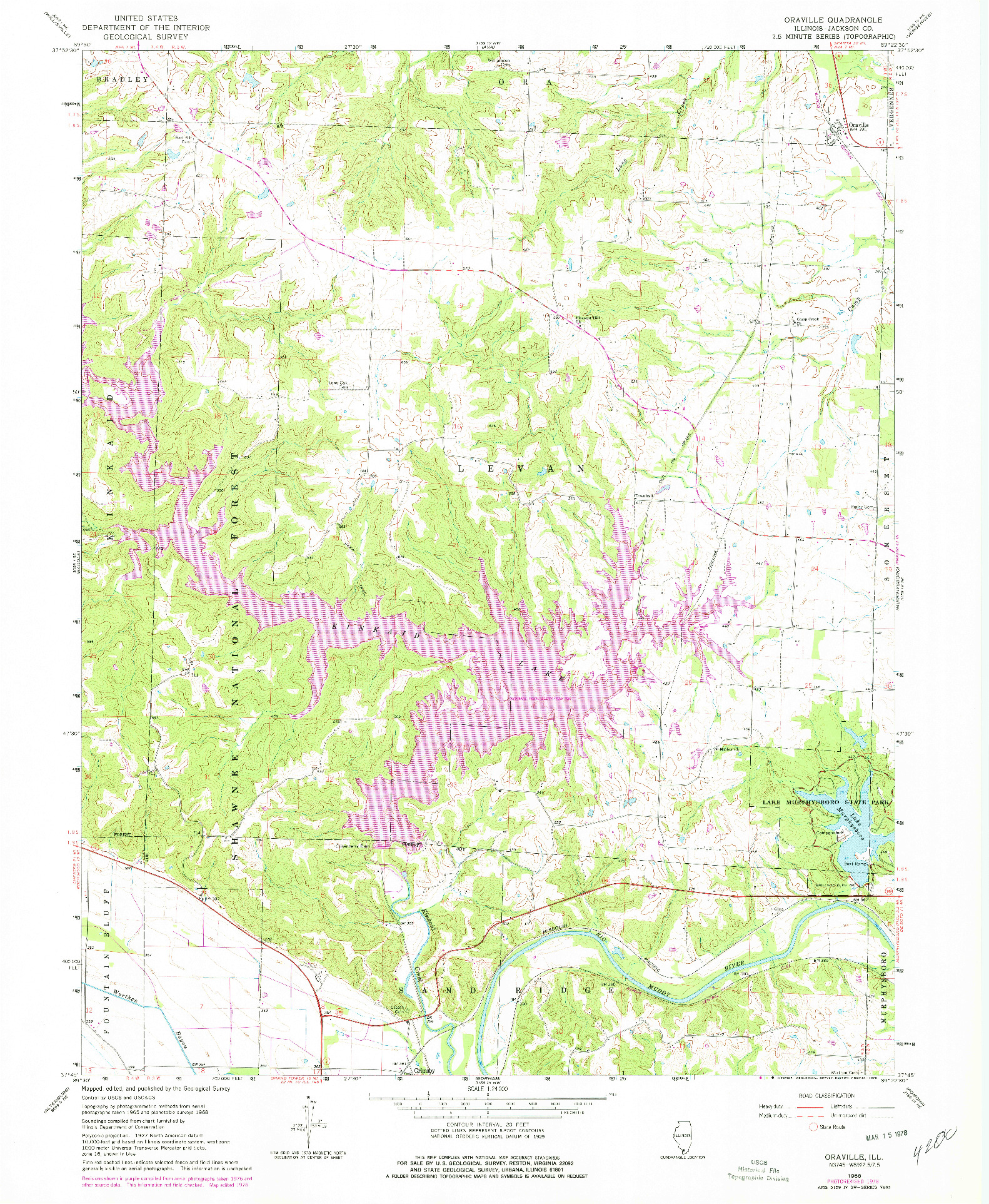 USGS 1:24000-SCALE QUADRANGLE FOR ORAVILLE, IL 1968