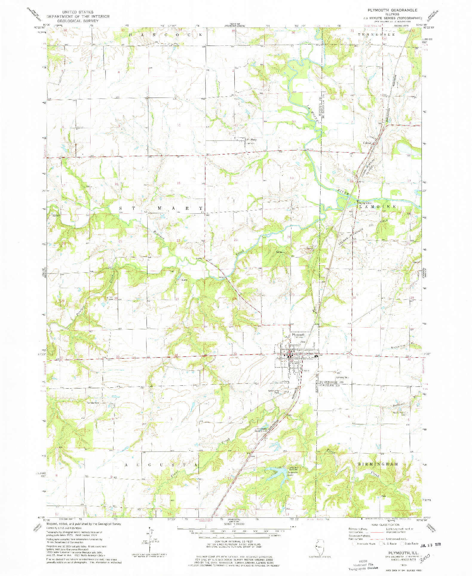 USGS 1:24000-SCALE QUADRANGLE FOR PLYMOUTH, IL 1974