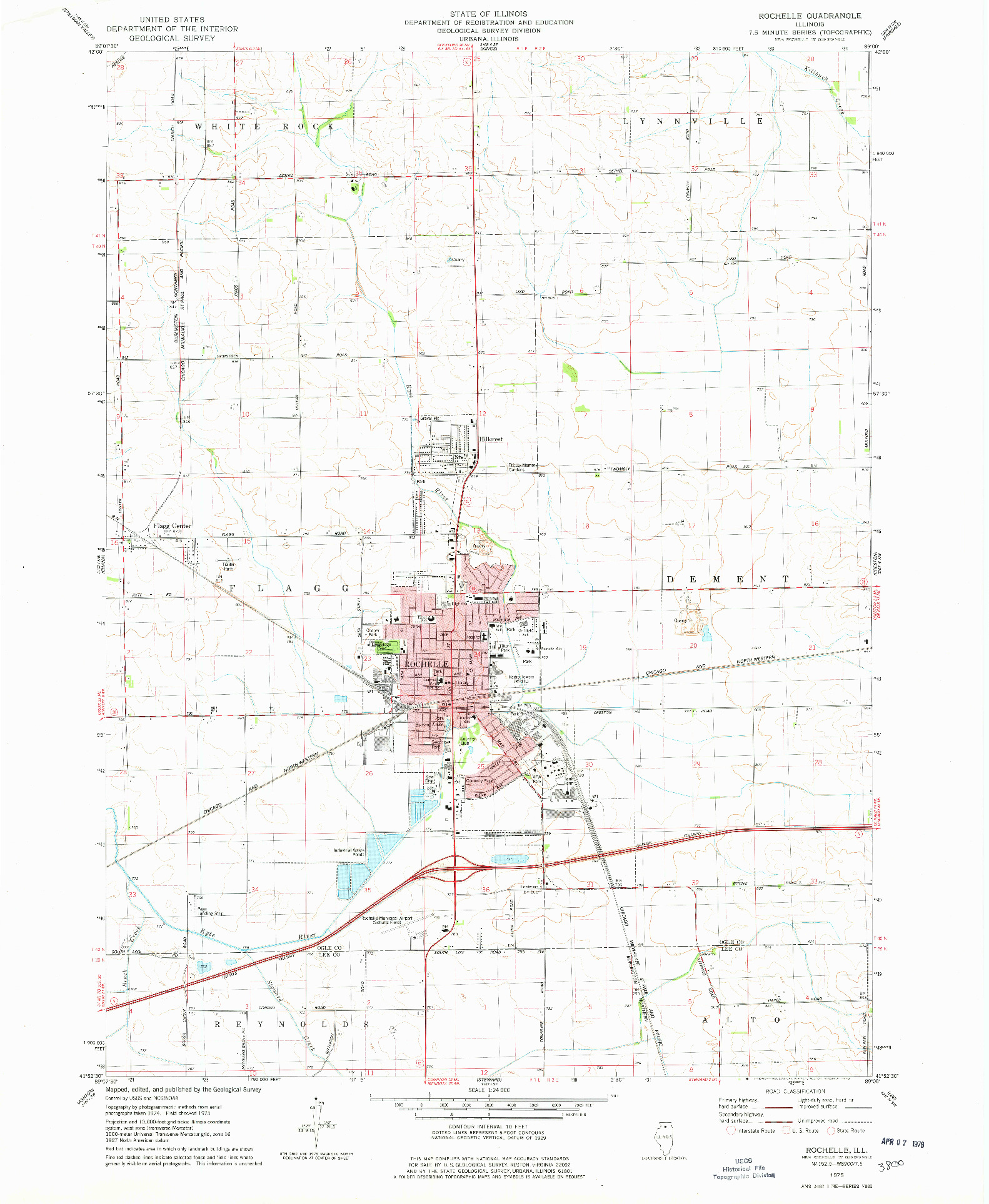 USGS 1:24000-SCALE QUADRANGLE FOR ROCHELLE, IL 1975