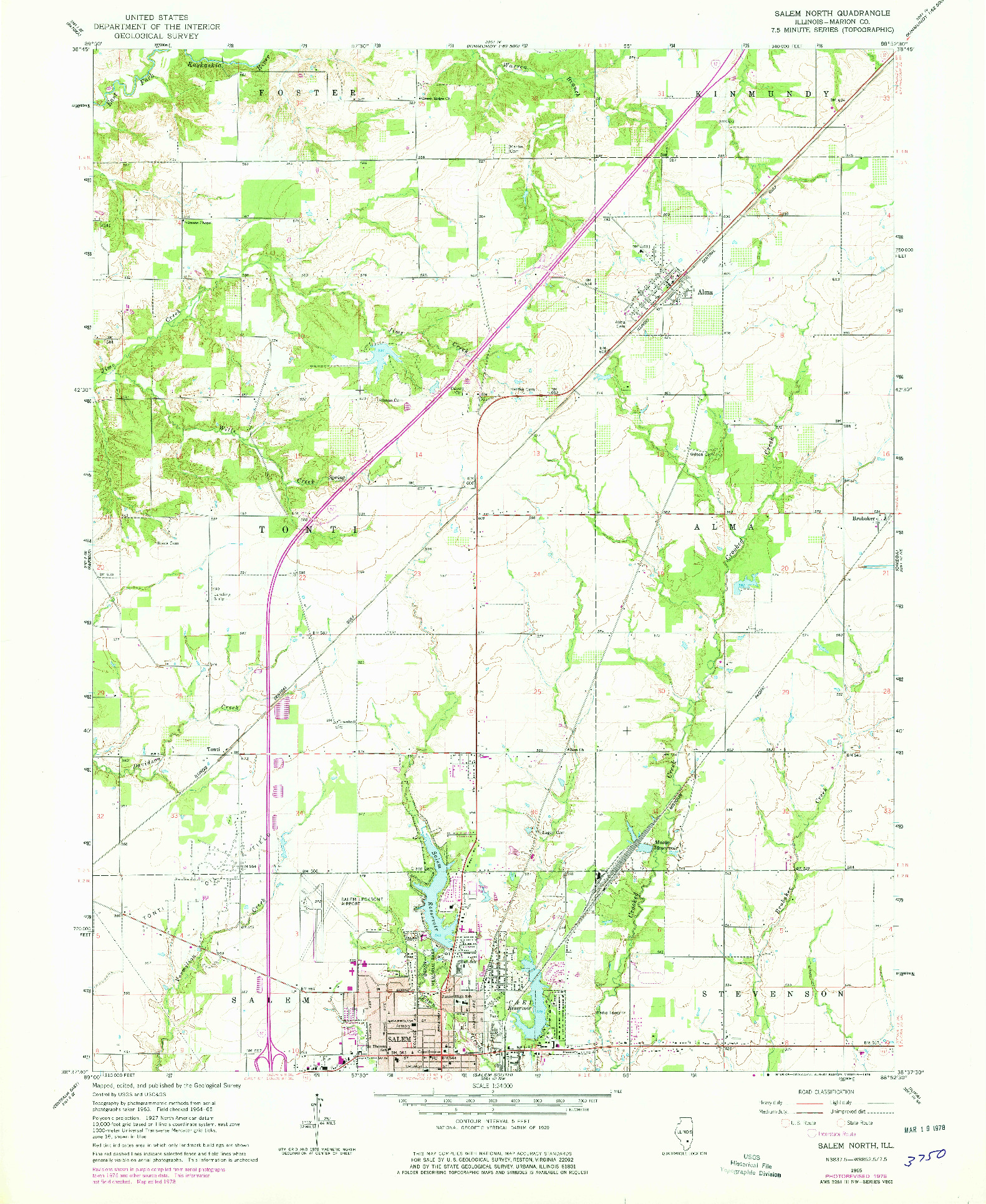 USGS 1:24000-SCALE QUADRANGLE FOR SALEM NORTH, IL 1965