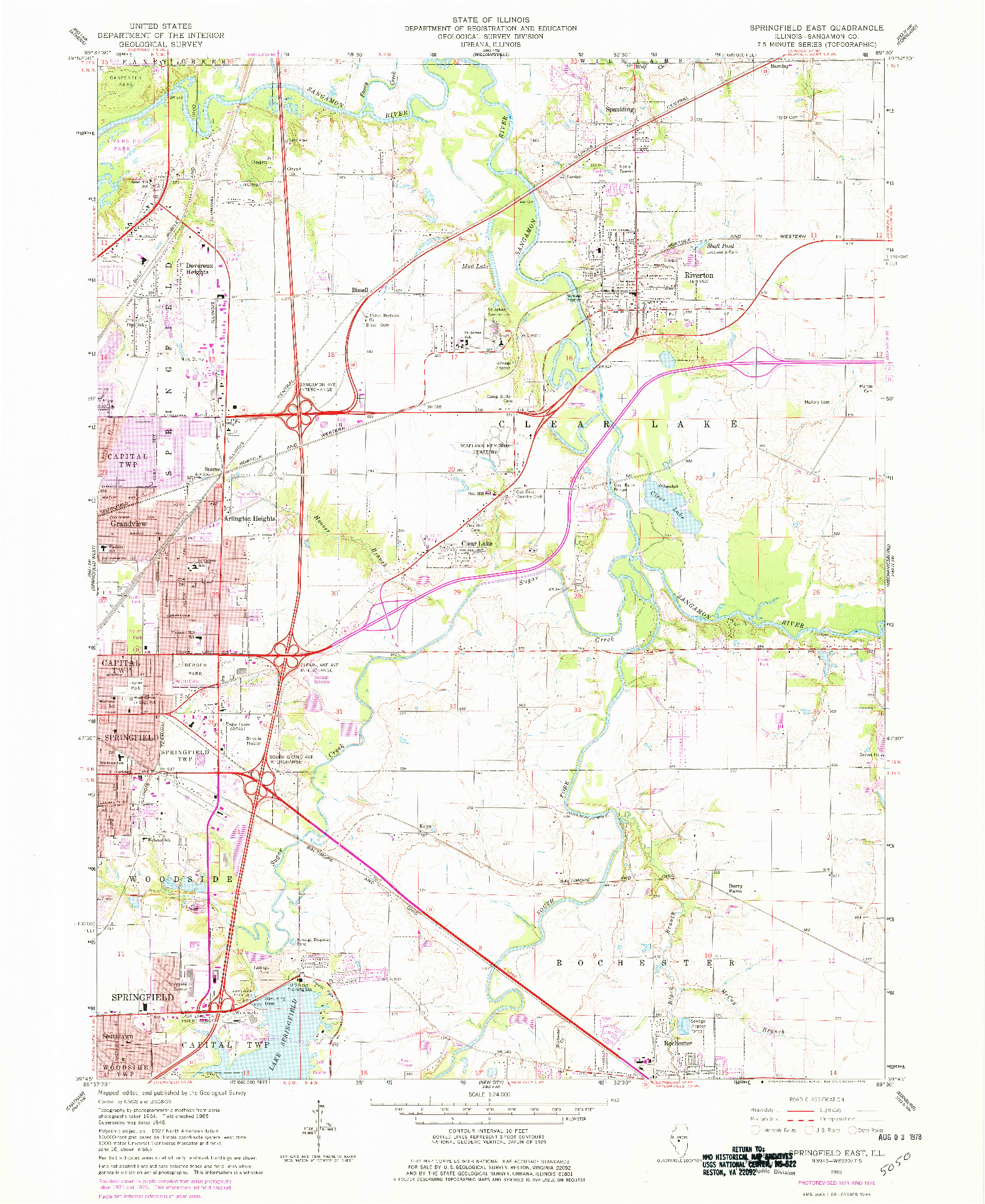 USGS 1:24000-SCALE QUADRANGLE FOR SPRINGFIELD EAST, IL 1965