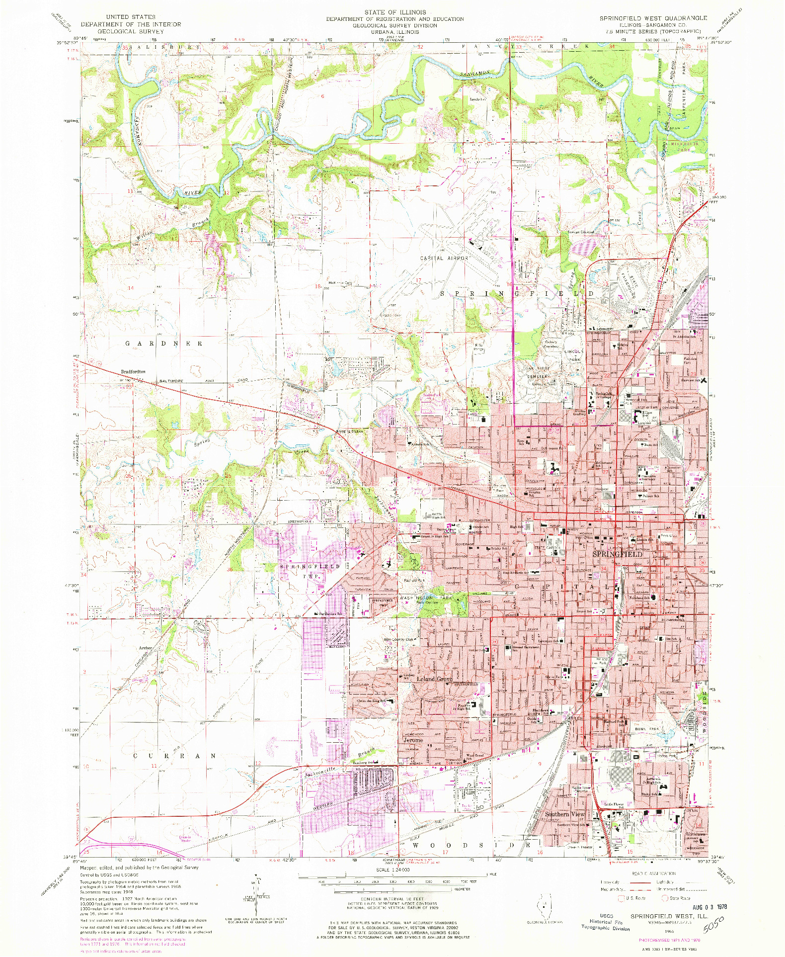 USGS 1:24000-SCALE QUADRANGLE FOR SPRINGFIELD WEST, IL 1965