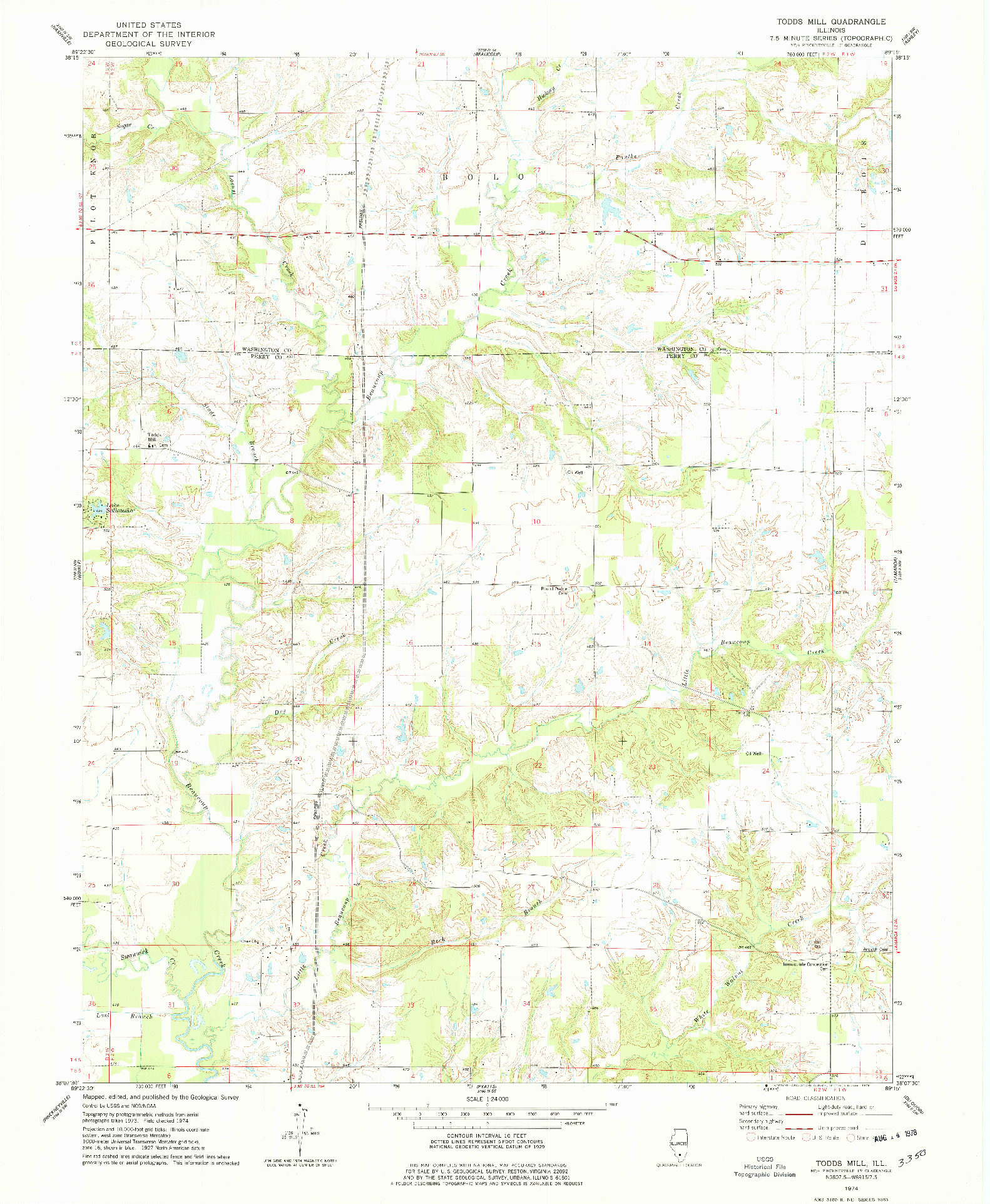 USGS 1:24000-SCALE QUADRANGLE FOR TODDS MILL, IL 1974