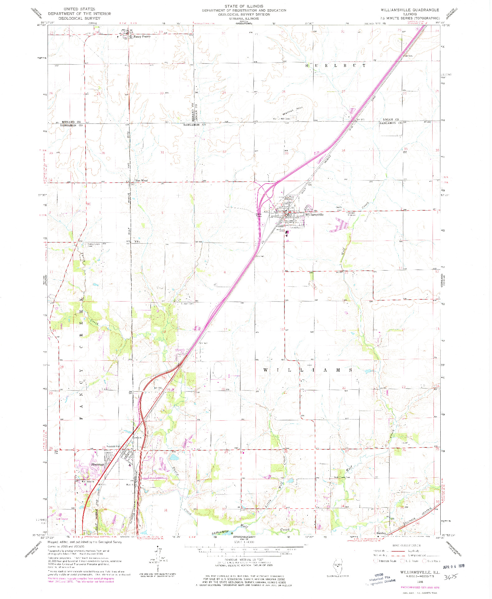 USGS 1:24000-SCALE QUADRANGLE FOR WILLIAMSVILLE, IL 1966