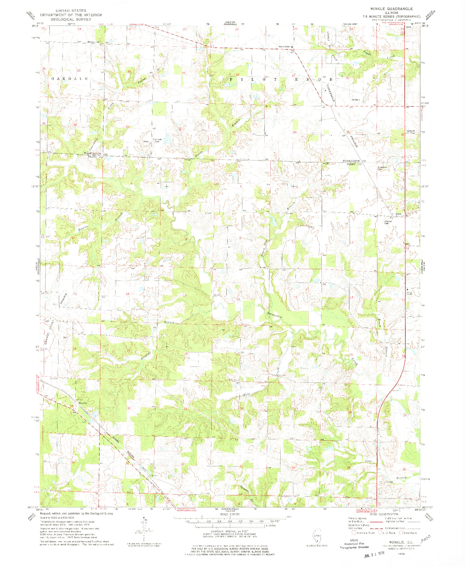 USGS 1:24000-SCALE QUADRANGLE FOR WINKLE, IL 1974