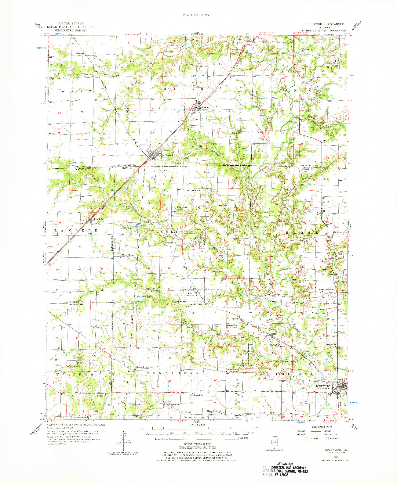 USGS 1:62500-SCALE QUADRANGLE FOR EDGEWOOD, IL 1956