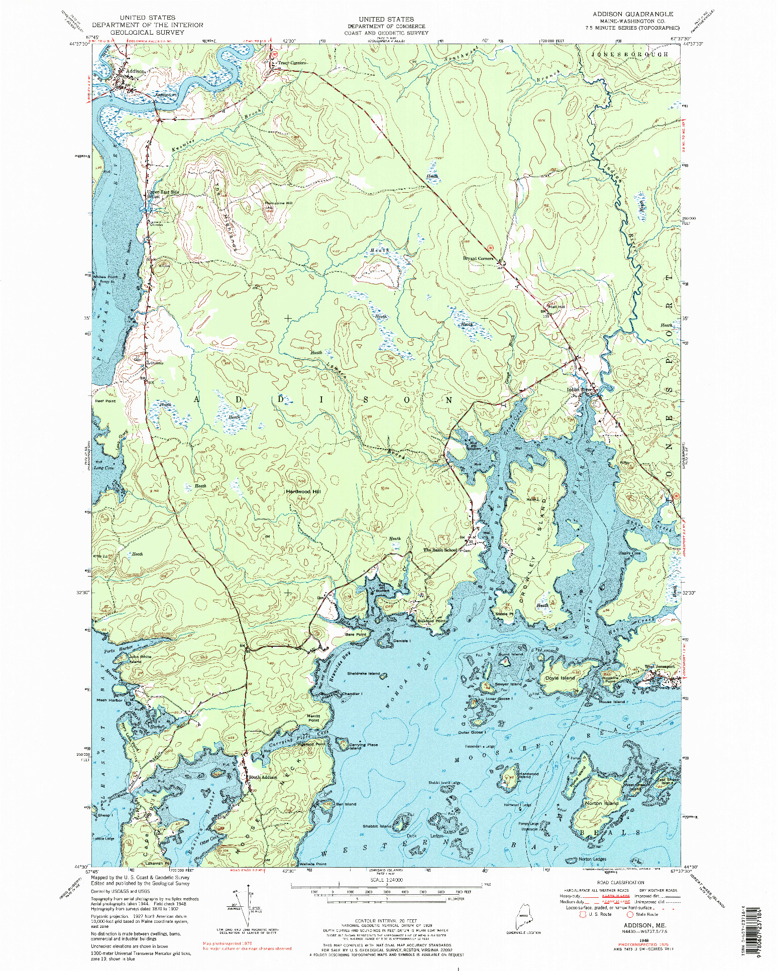 USGS 1:24000-SCALE QUADRANGLE FOR ADDISON, ME 1948