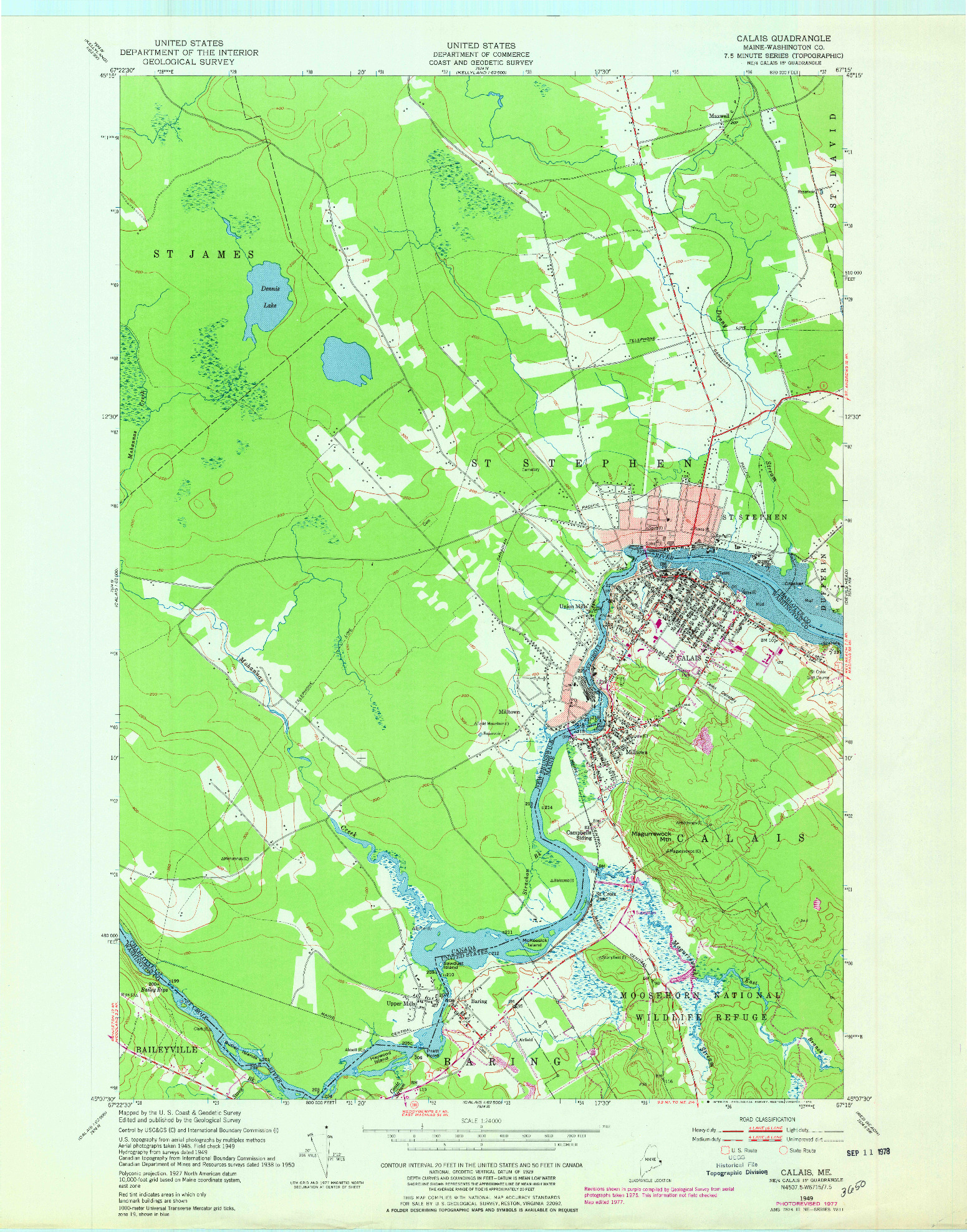 USGS 1:24000-SCALE QUADRANGLE FOR CALAIS, ME 1949