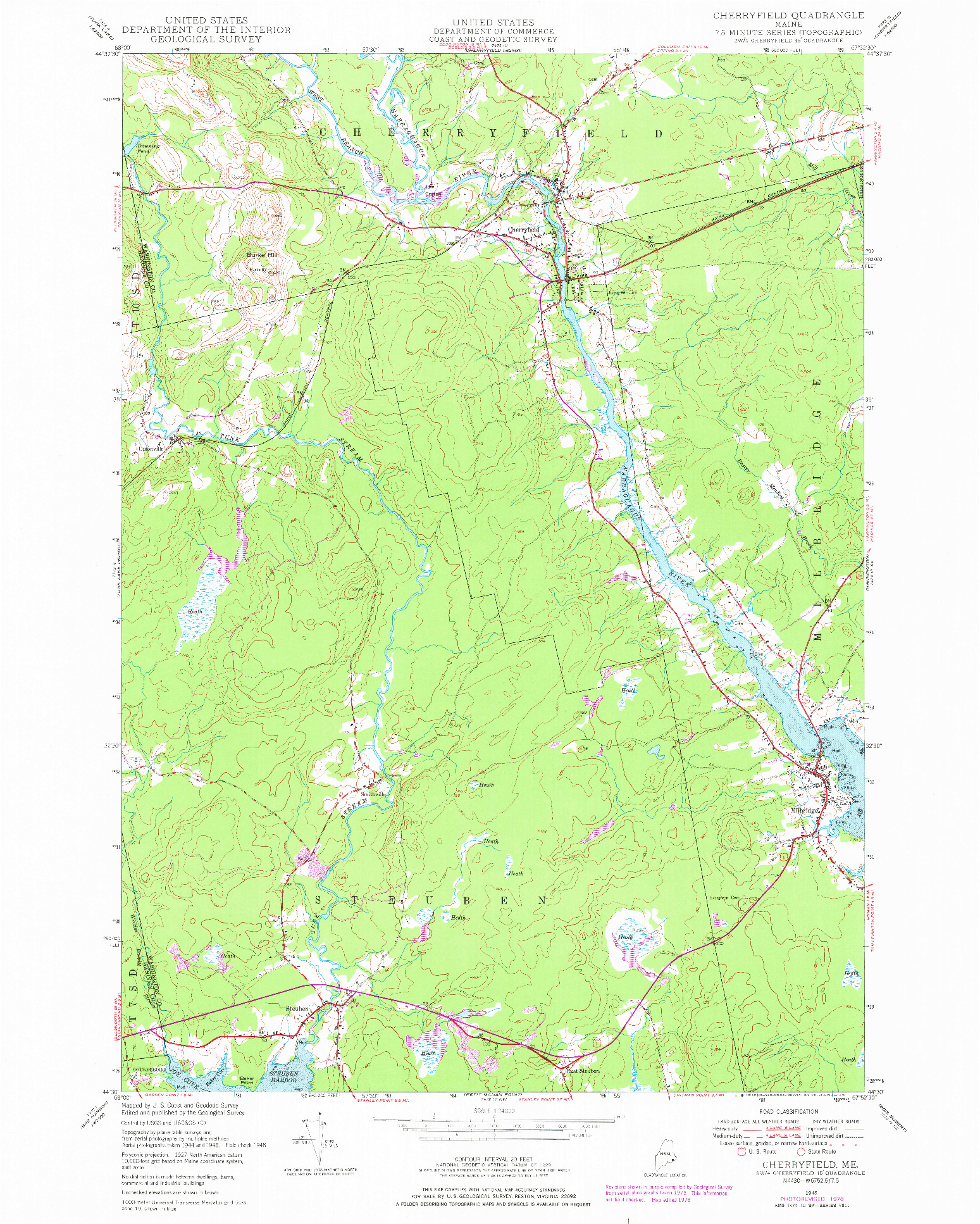 USGS 1:24000-SCALE QUADRANGLE FOR CHERRYFIELD, ME 1948