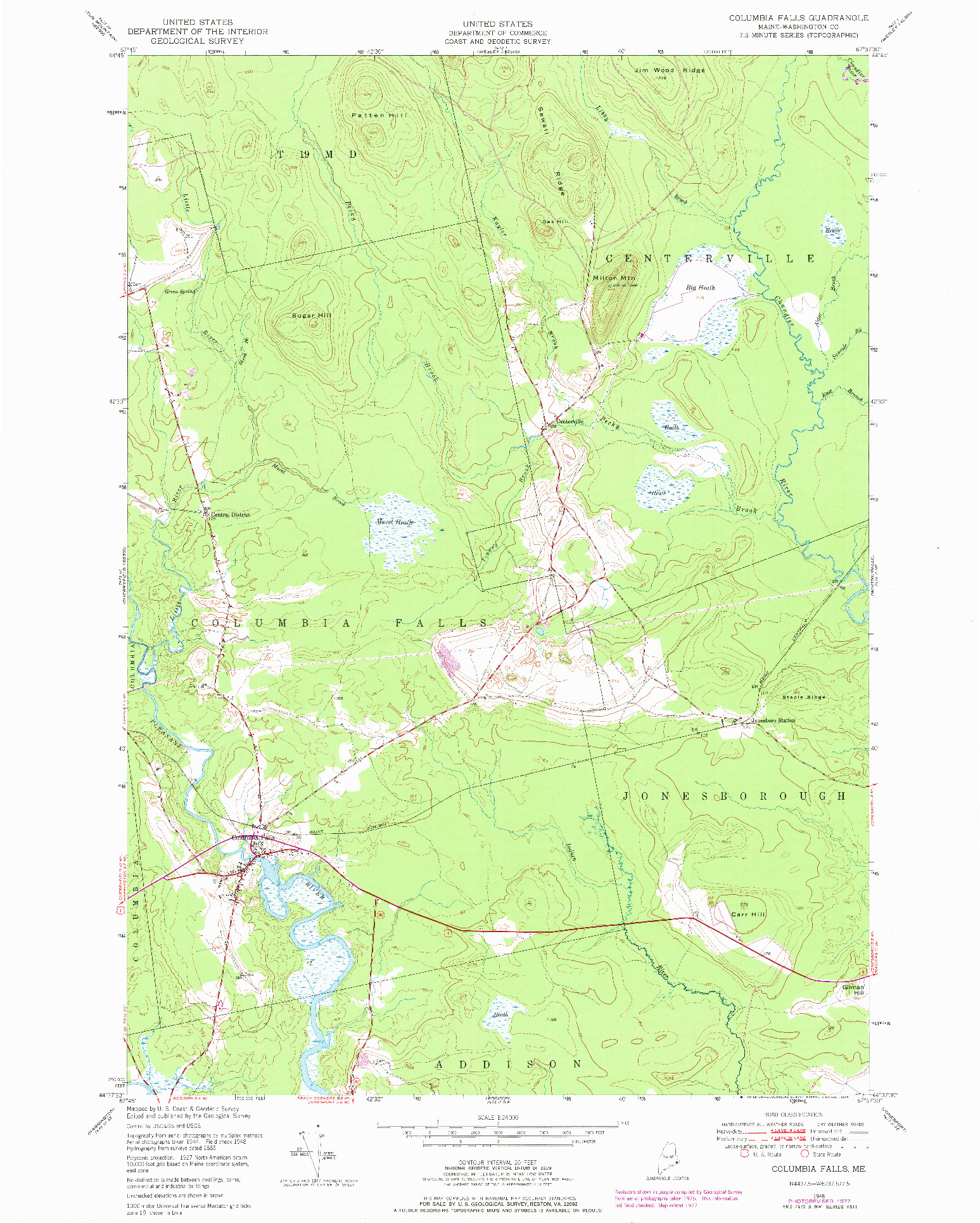 USGS 1:24000-SCALE QUADRANGLE FOR COLUMBIA FALLS, ME 1948