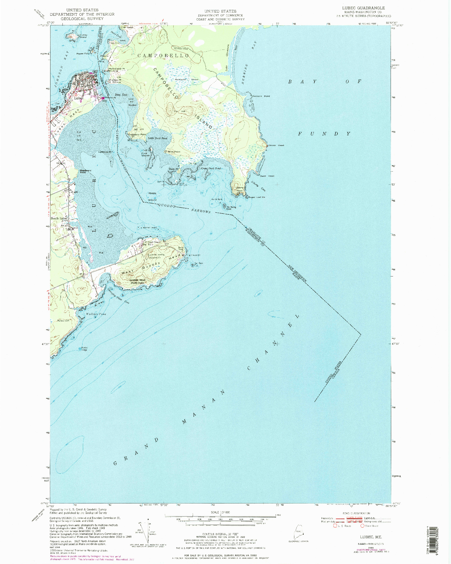 USGS 1:24000-SCALE QUADRANGLE FOR LUBEC, ME 1949