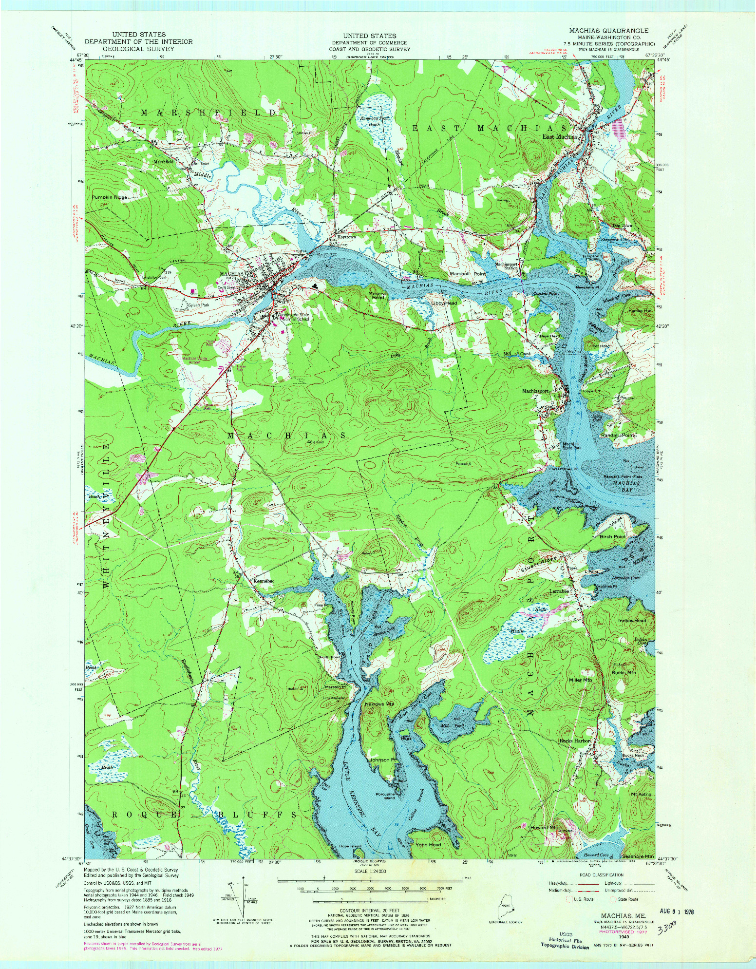 USGS 1:24000-SCALE QUADRANGLE FOR MACHIAS, ME 1949