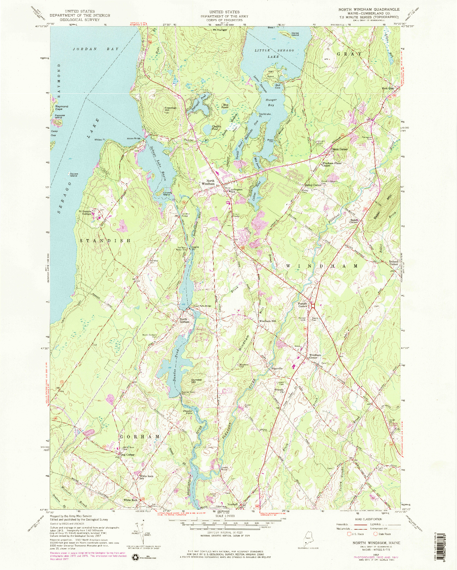 USGS 1:24000-SCALE QUADRANGLE FOR NORTH WINDHAM, ME 1957