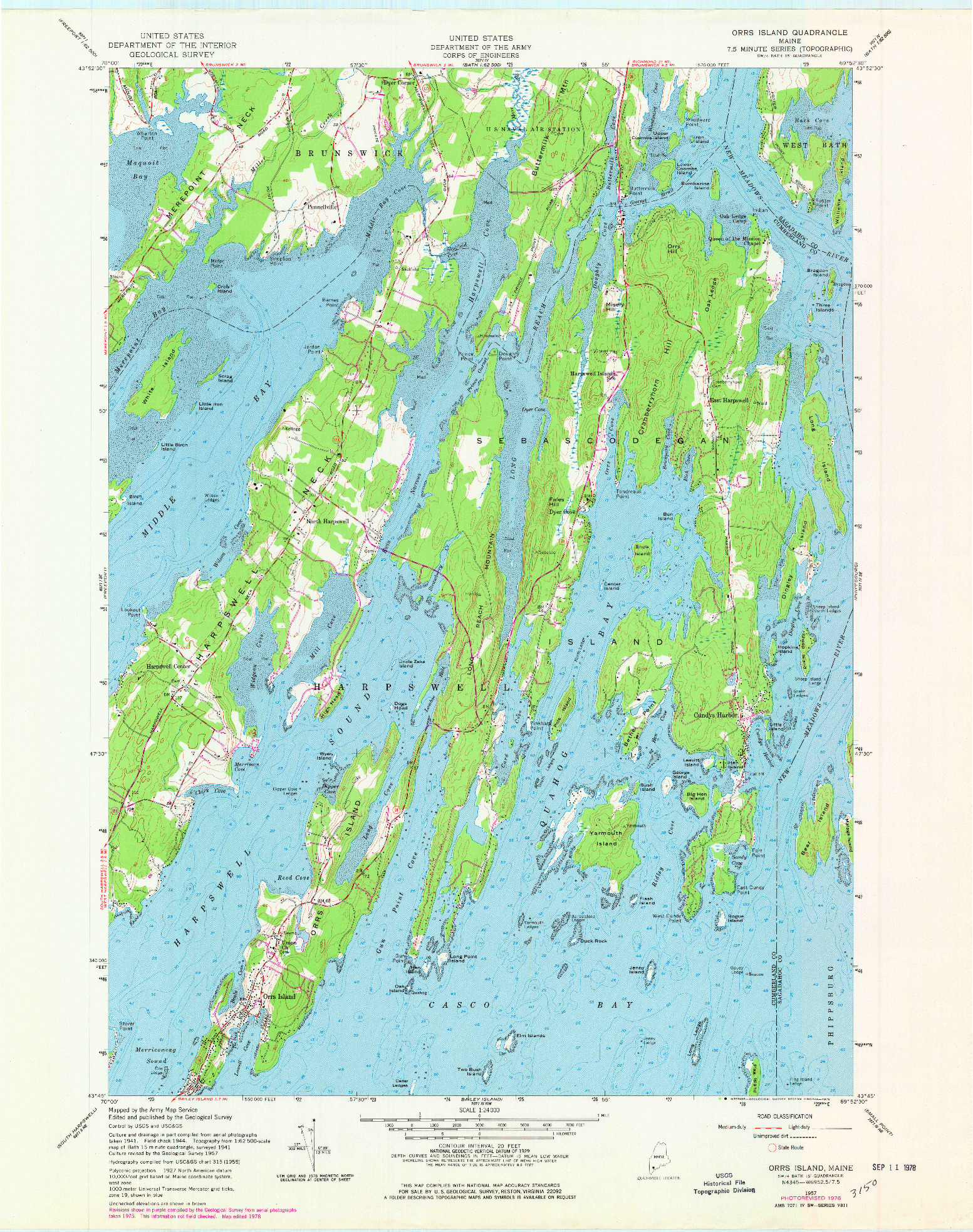 USGS 1:24000-SCALE QUADRANGLE FOR ORRS ISLAND, ME 1957