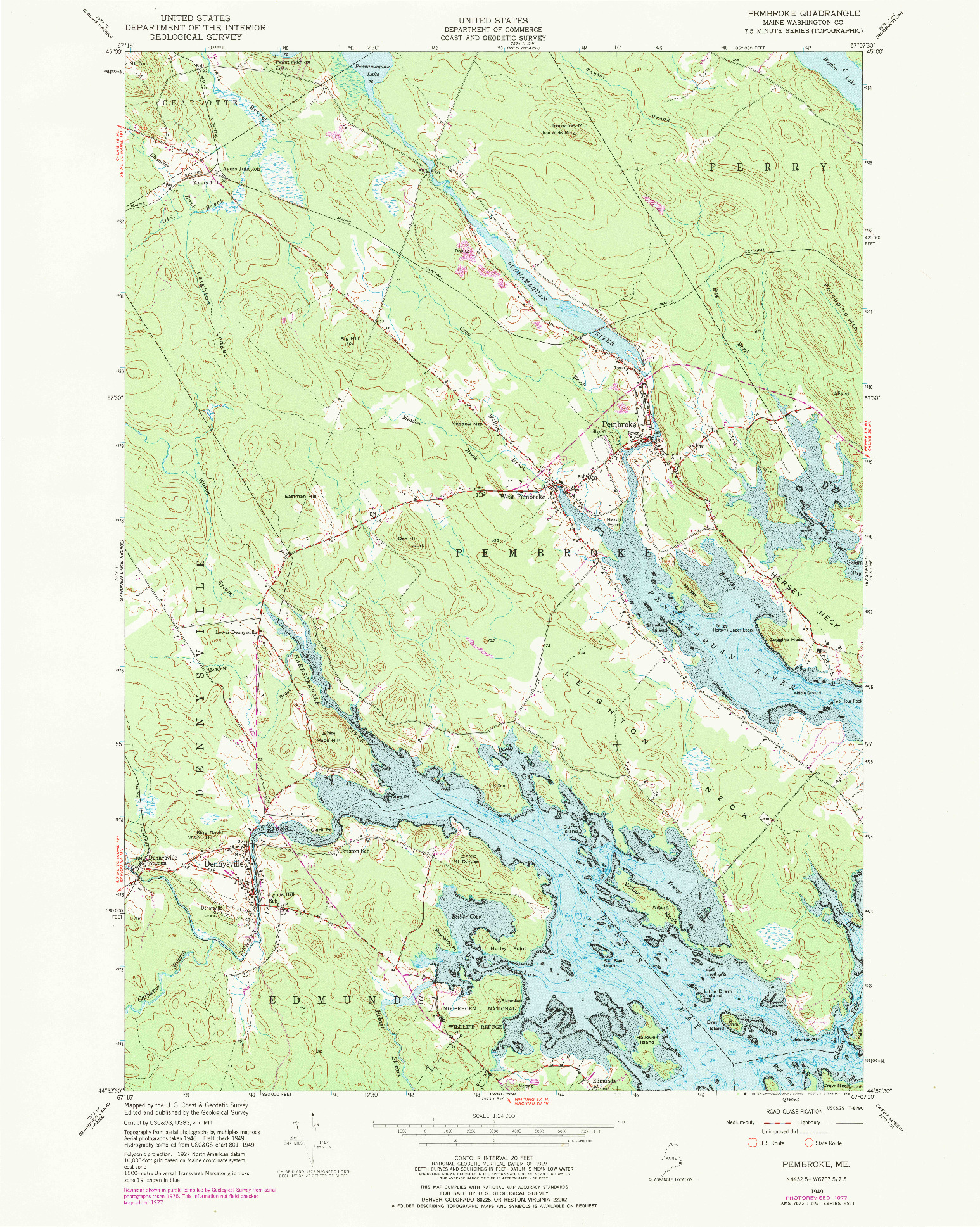 USGS 1:24000-SCALE QUADRANGLE FOR PEMBROKE, ME 1949