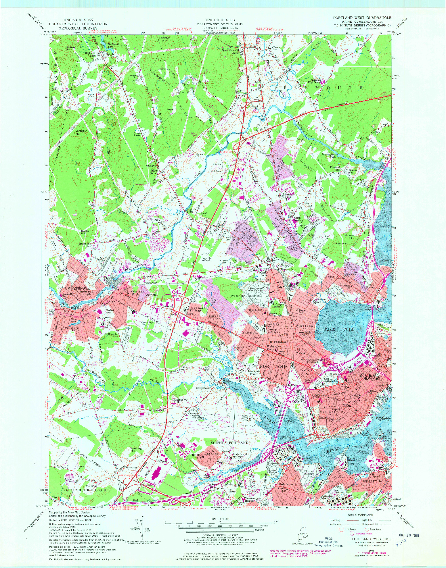 USGS 1:24000-SCALE QUADRANGLE FOR PORTLAND WEST, ME 1956