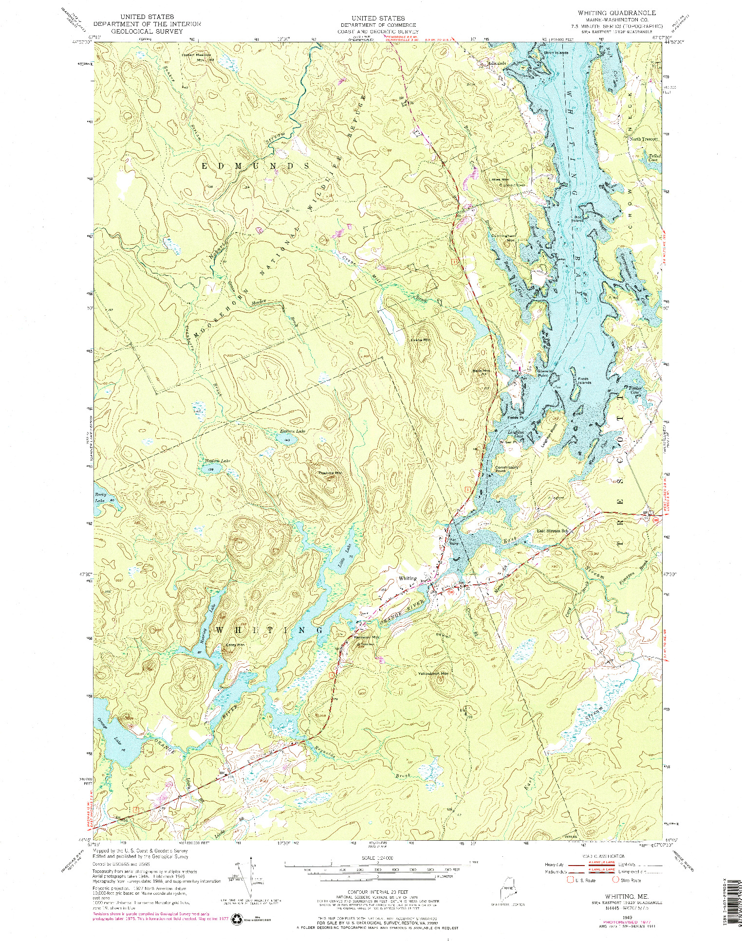 USGS 1:24000-SCALE QUADRANGLE FOR WHITING, ME 1949