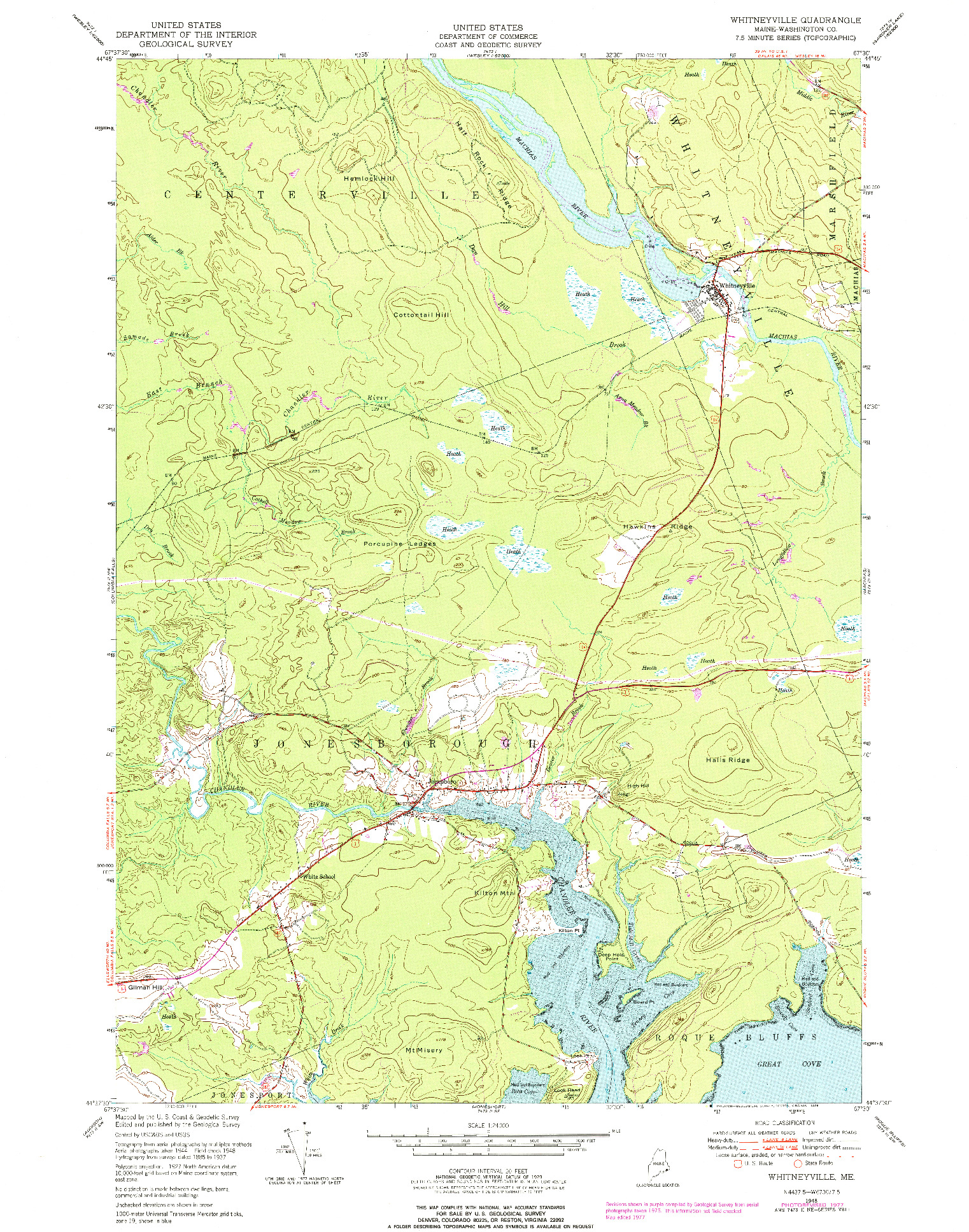 USGS 1:24000-SCALE QUADRANGLE FOR WHITNEYVILLE, ME 1948