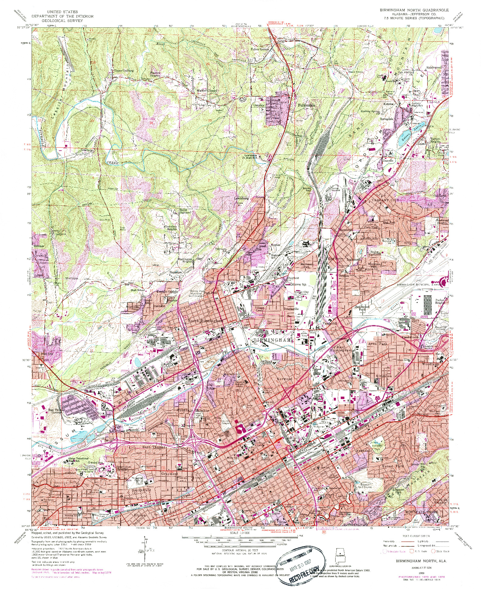 USGS 1:24000-SCALE QUADRANGLE FOR BIRMINGHAM NORTH, AL 1959