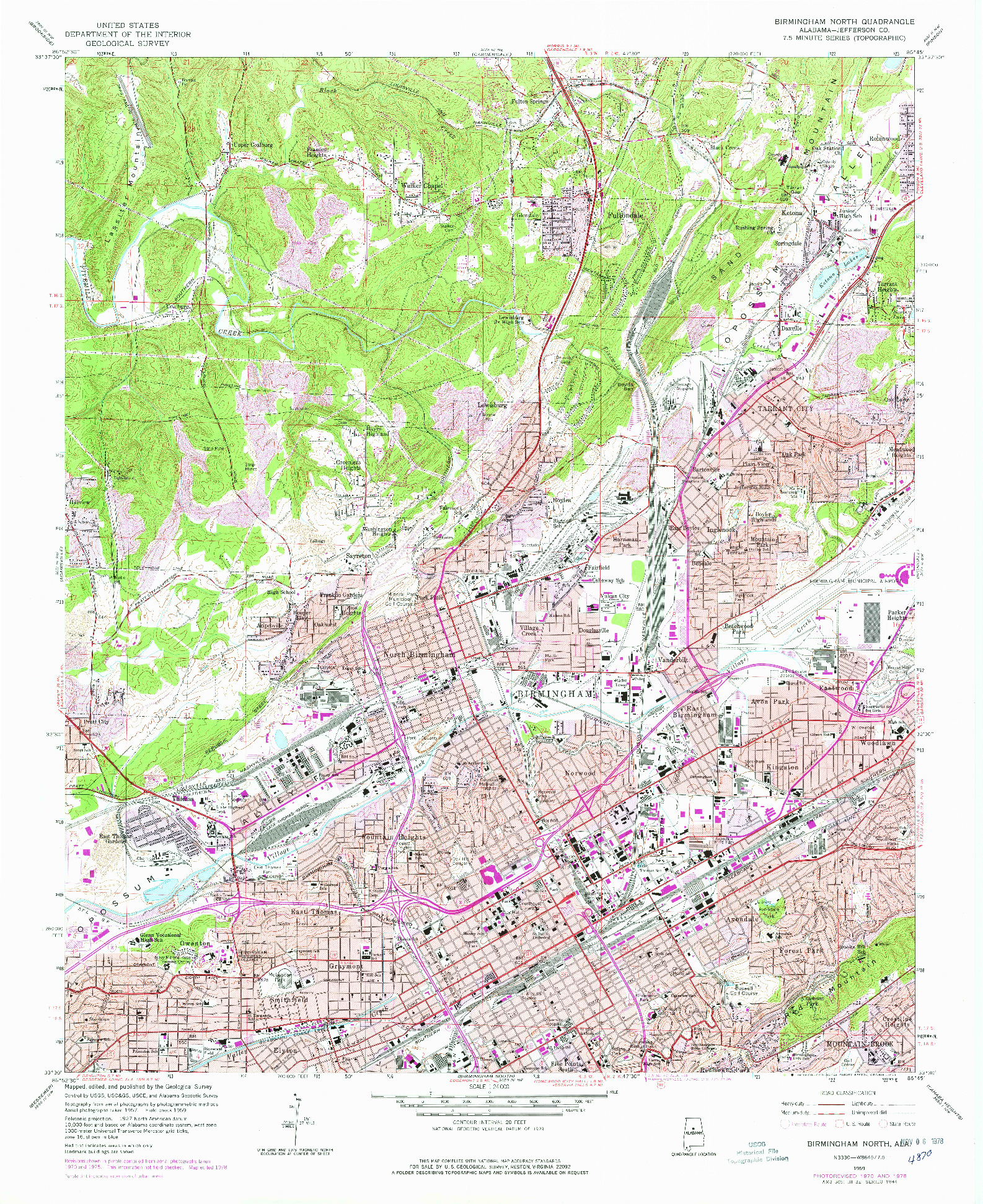 USGS 1:24000-SCALE QUADRANGLE FOR BIRMINGHAM NORTH, AL 1959