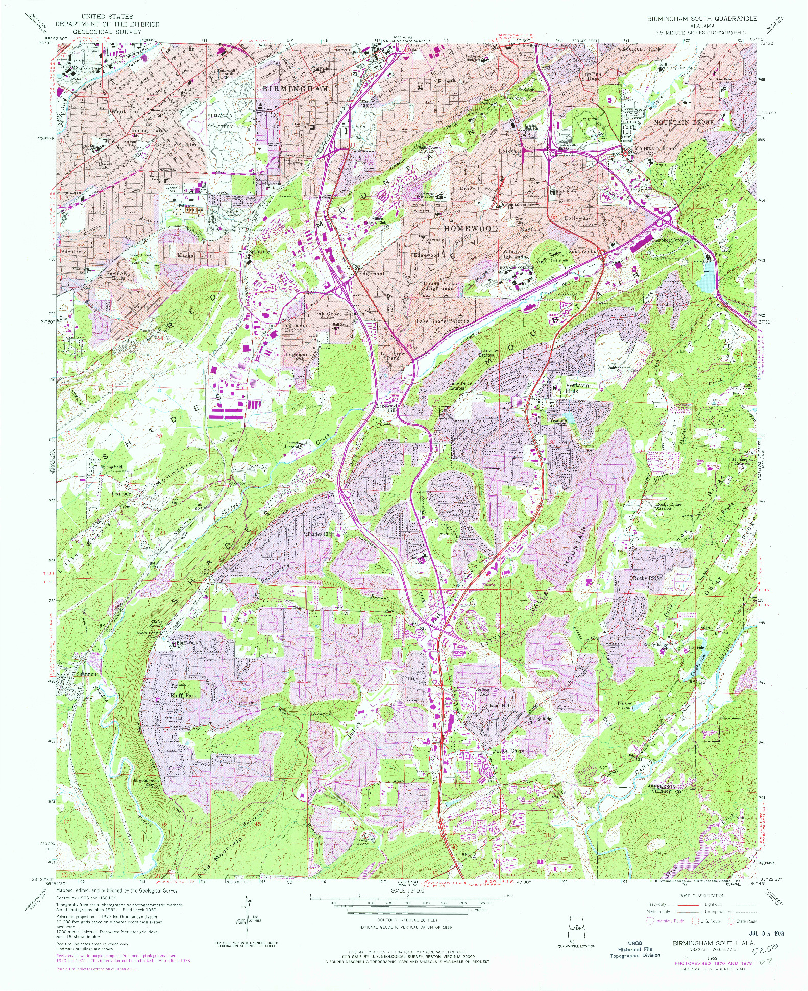 USGS 1:24000-SCALE QUADRANGLE FOR BIRMINGHAM SOUTH, AL 1959